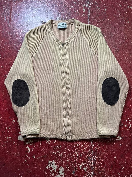 50s/60s Kaso Knit Full Zip Brown Sweater