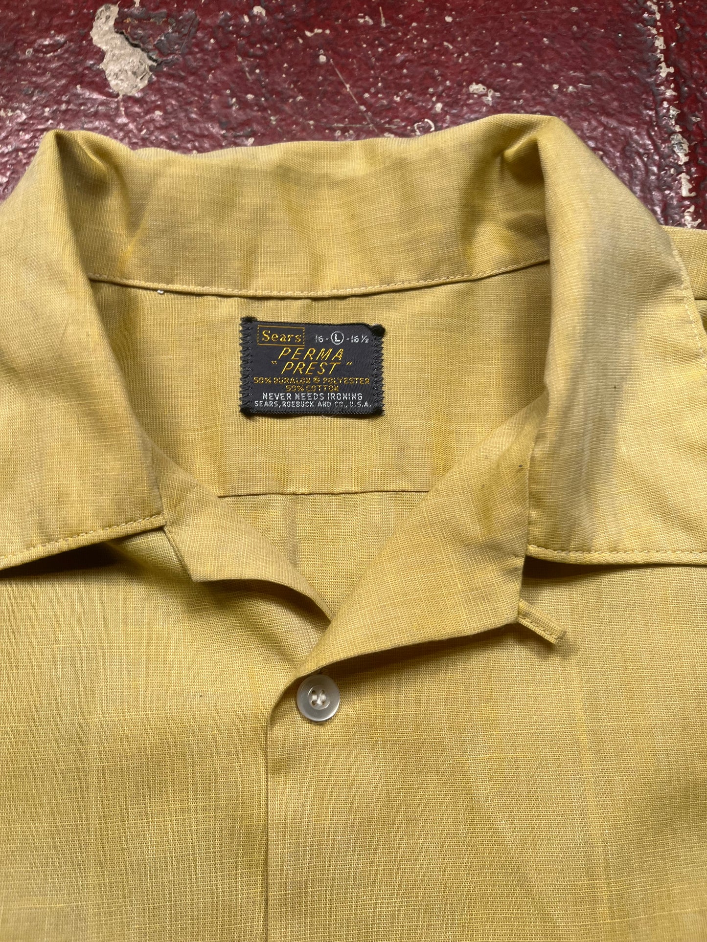 60s/70s Sears Yellow Loop Collar Long Sleeve Shirt