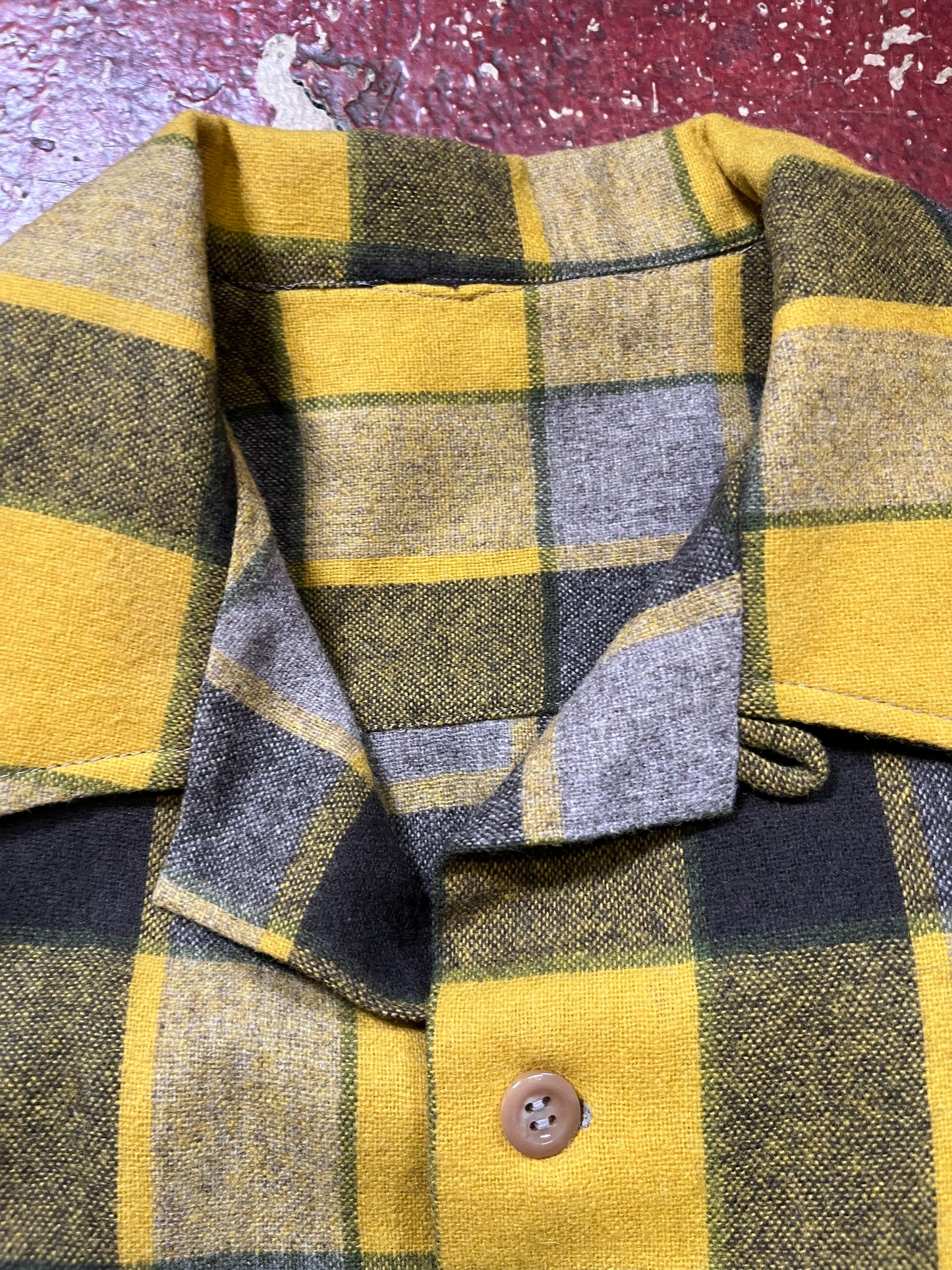 60s Yellow & Black Loop Collar Board Shirt