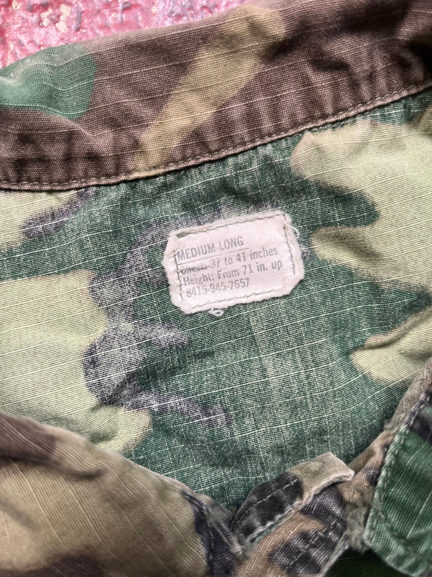 1969 Woodland Camo Slant Pockets Long Sleeve Button Up Shirt
