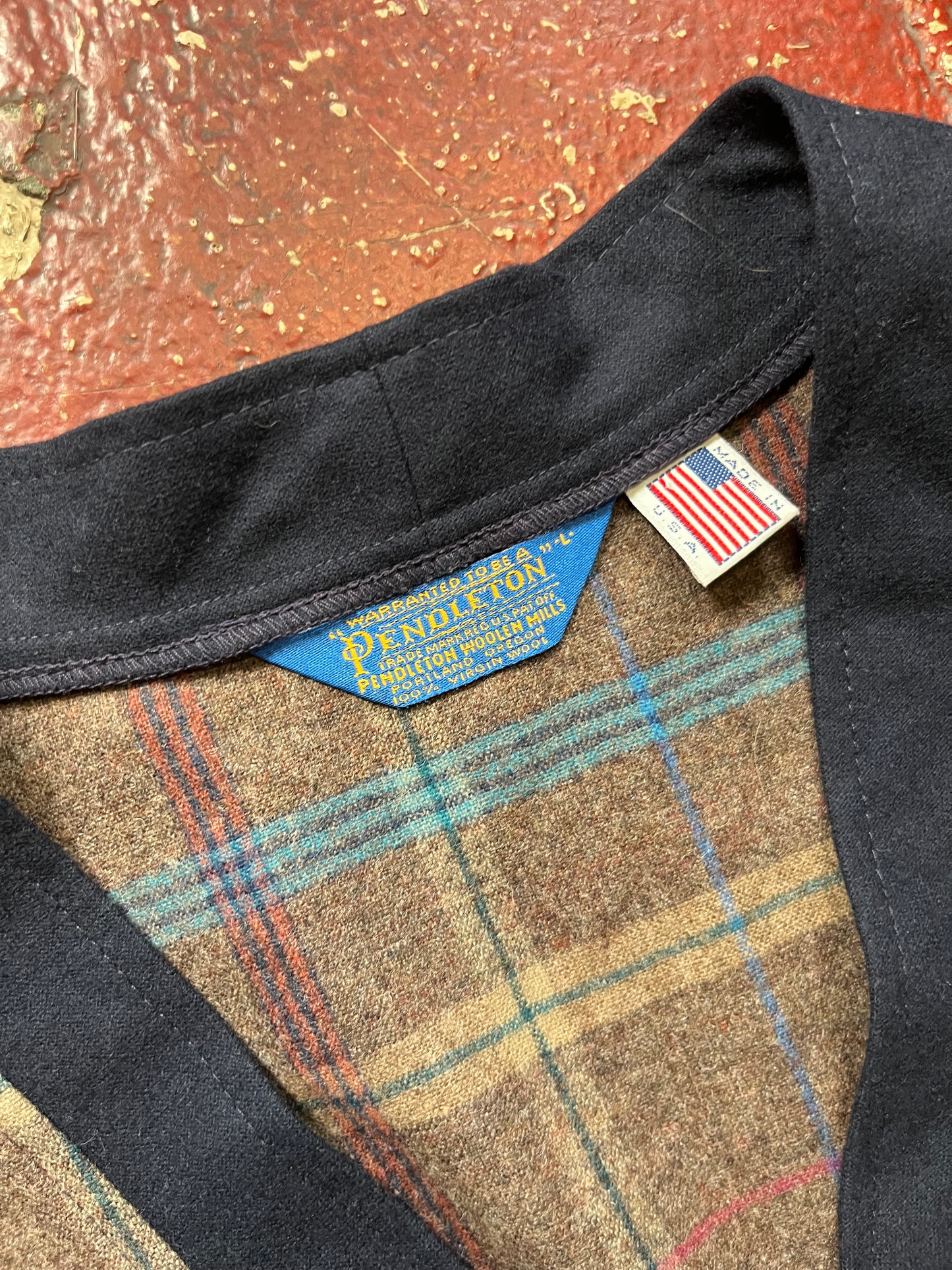 80s/90s Pendleton Wool Brown & Blue Cardigan