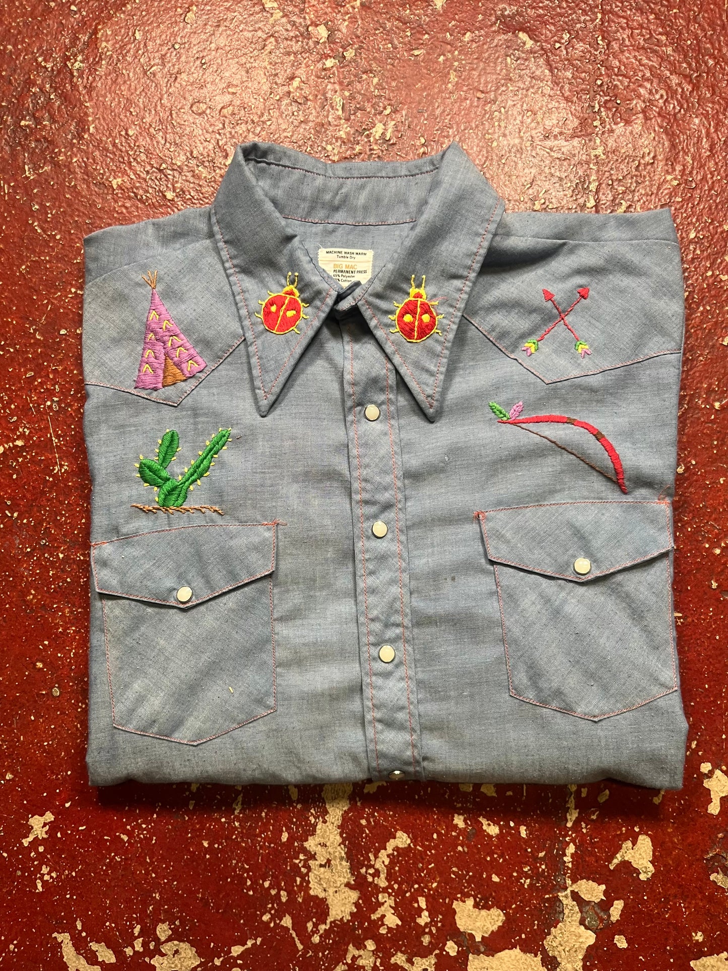 60s/70s Big Mac Native American Chambray Shirt