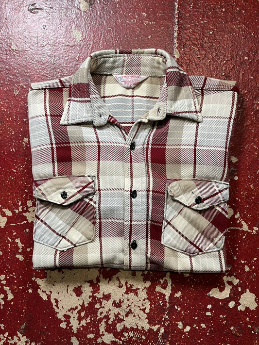 70s Frostproof Gray & Maroon Cotton Flannel