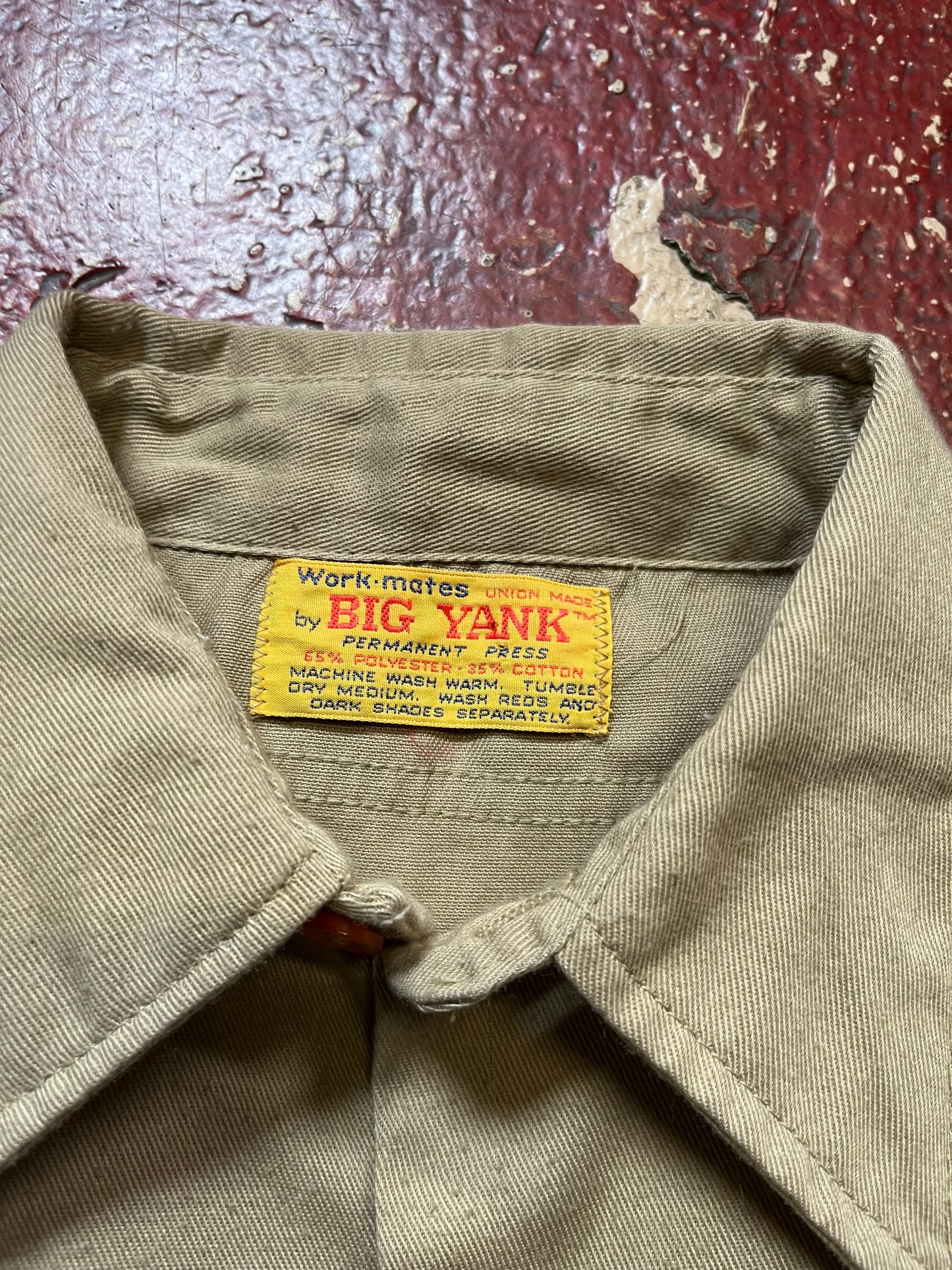 60s/70s Big Yank Khaki Long Sleeve Button Up Shirt