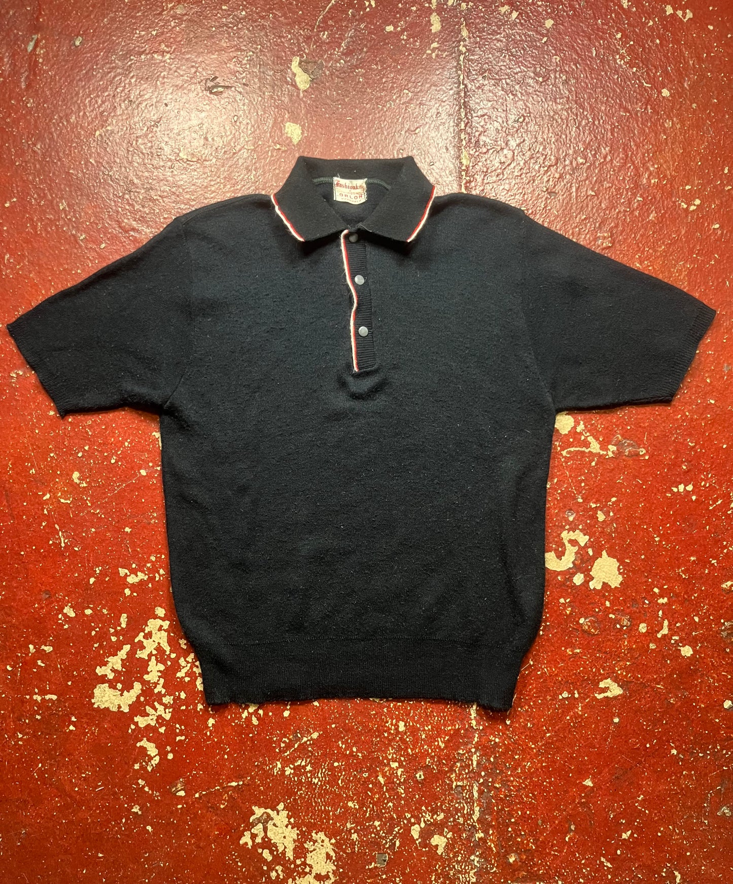 60s Fashionknit Orlon Black Polo Shirt
