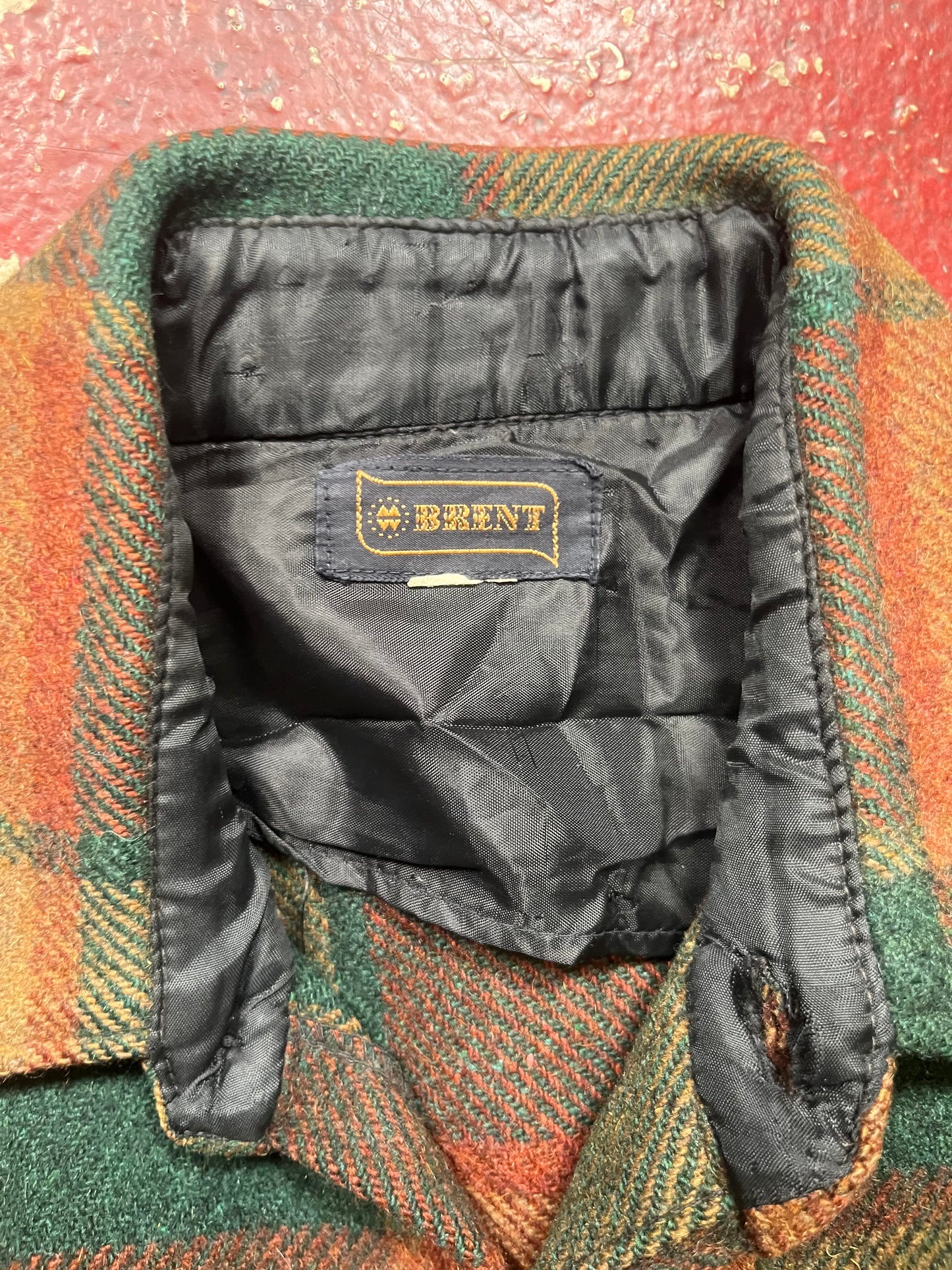 60s Brent Green & Brown Wool Flannel