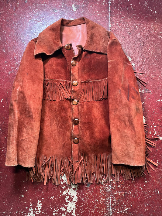 60s/70s Fringe Suede Orange Jacket