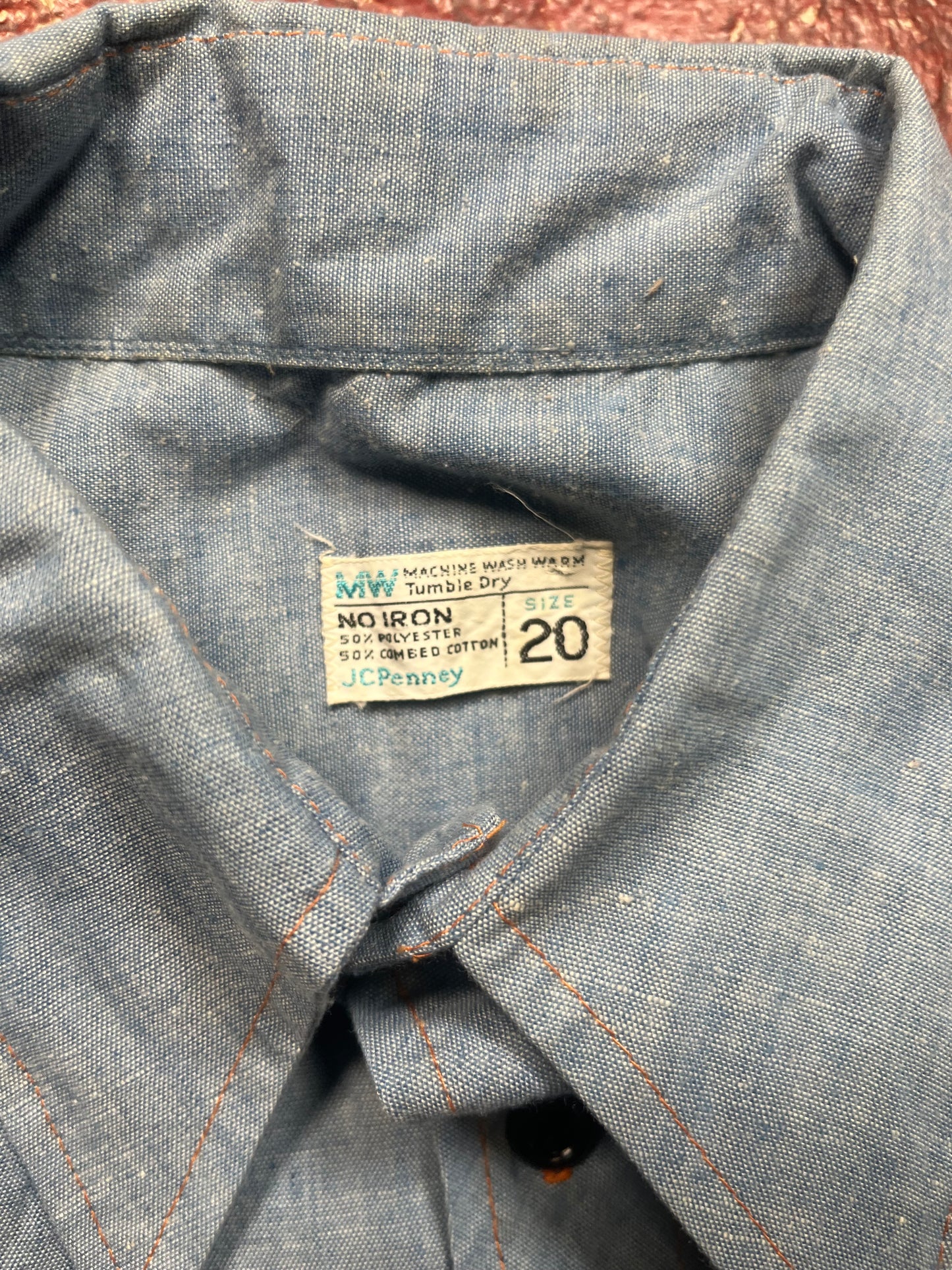 70s Chambray Short Sleeve Button Up Shirt