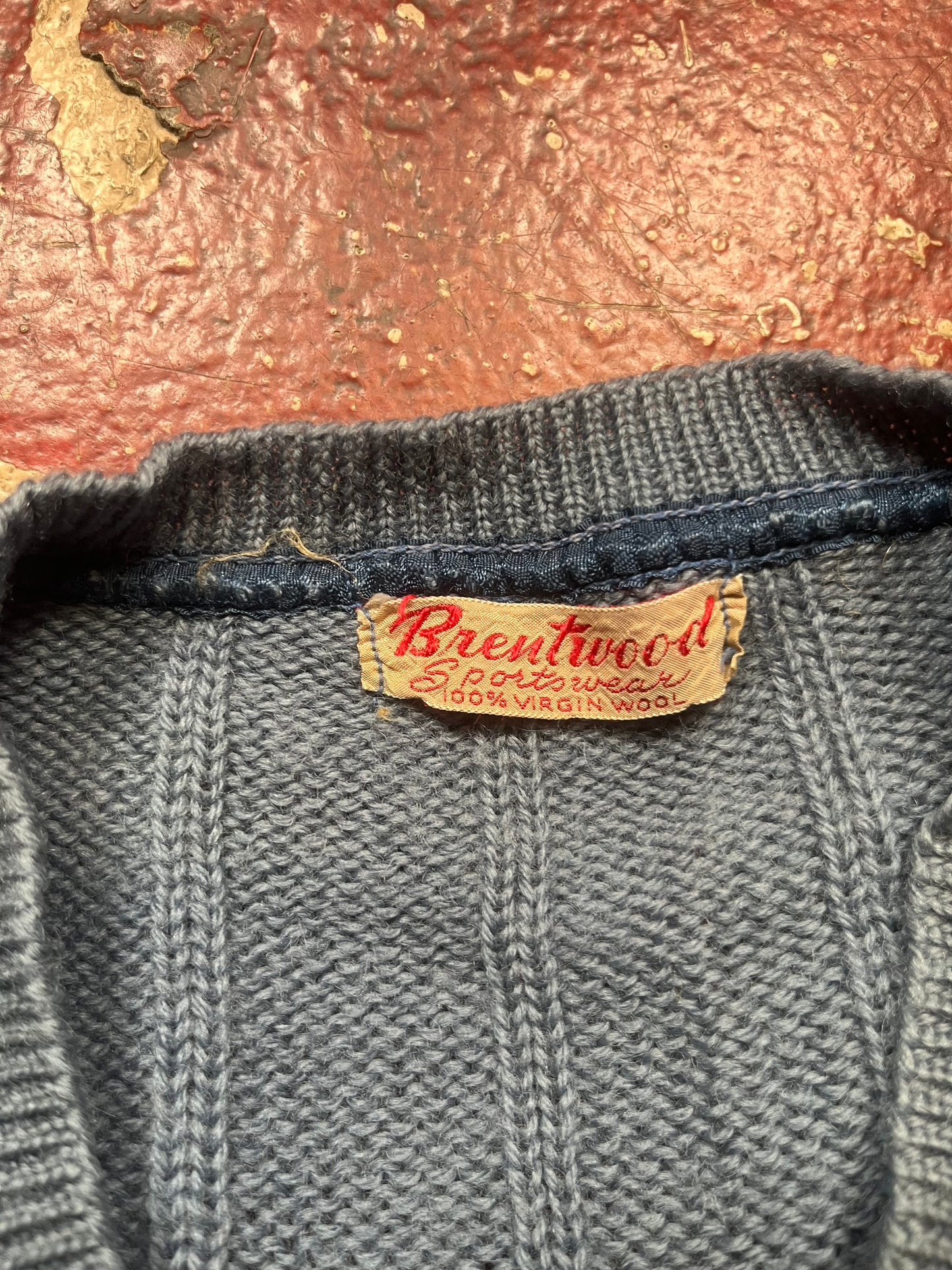 50s Brentwood Blue Vee Neck Sweater