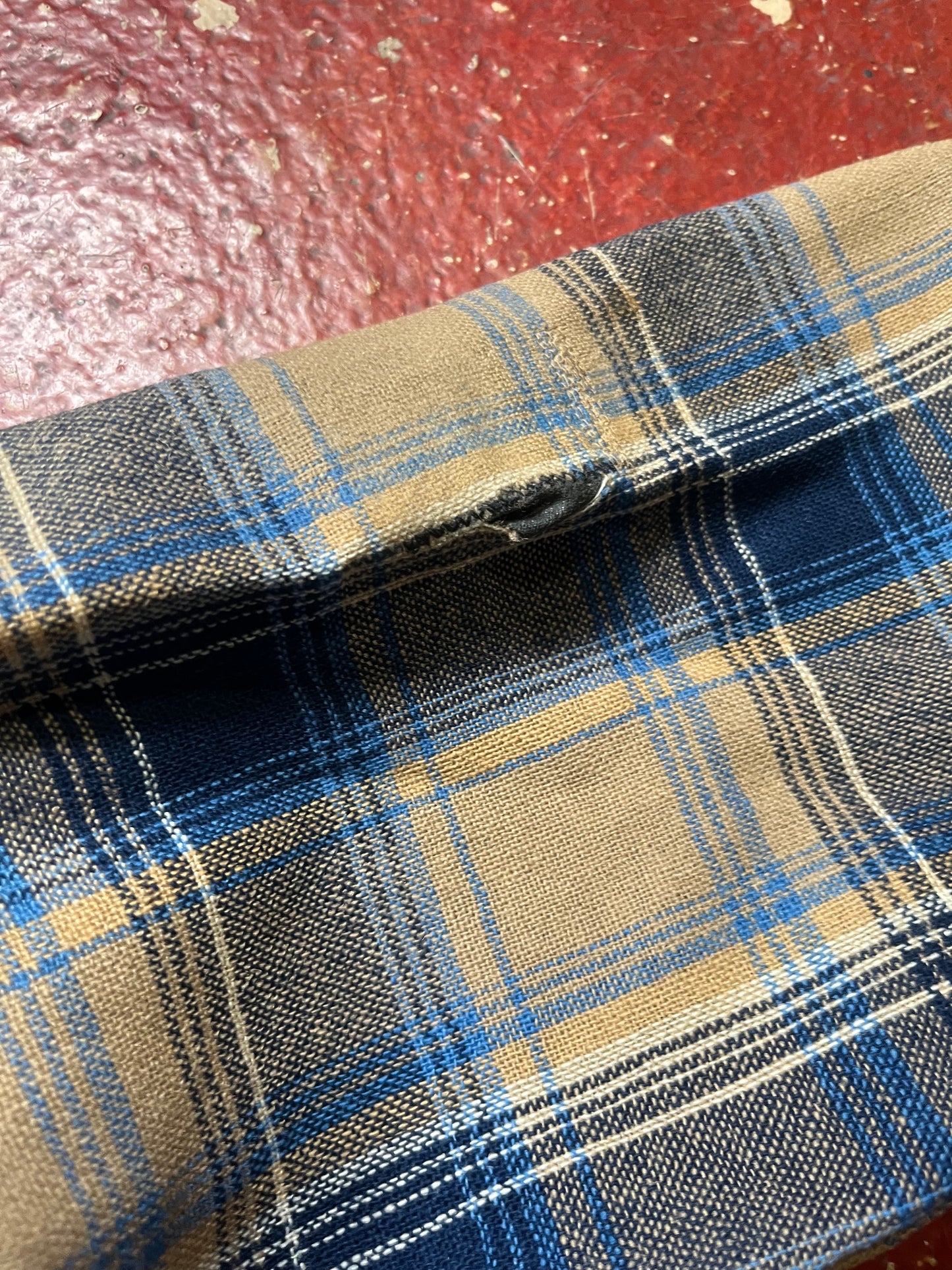 60s Pendleton Brown & Blue Loop Collar Board Shirt