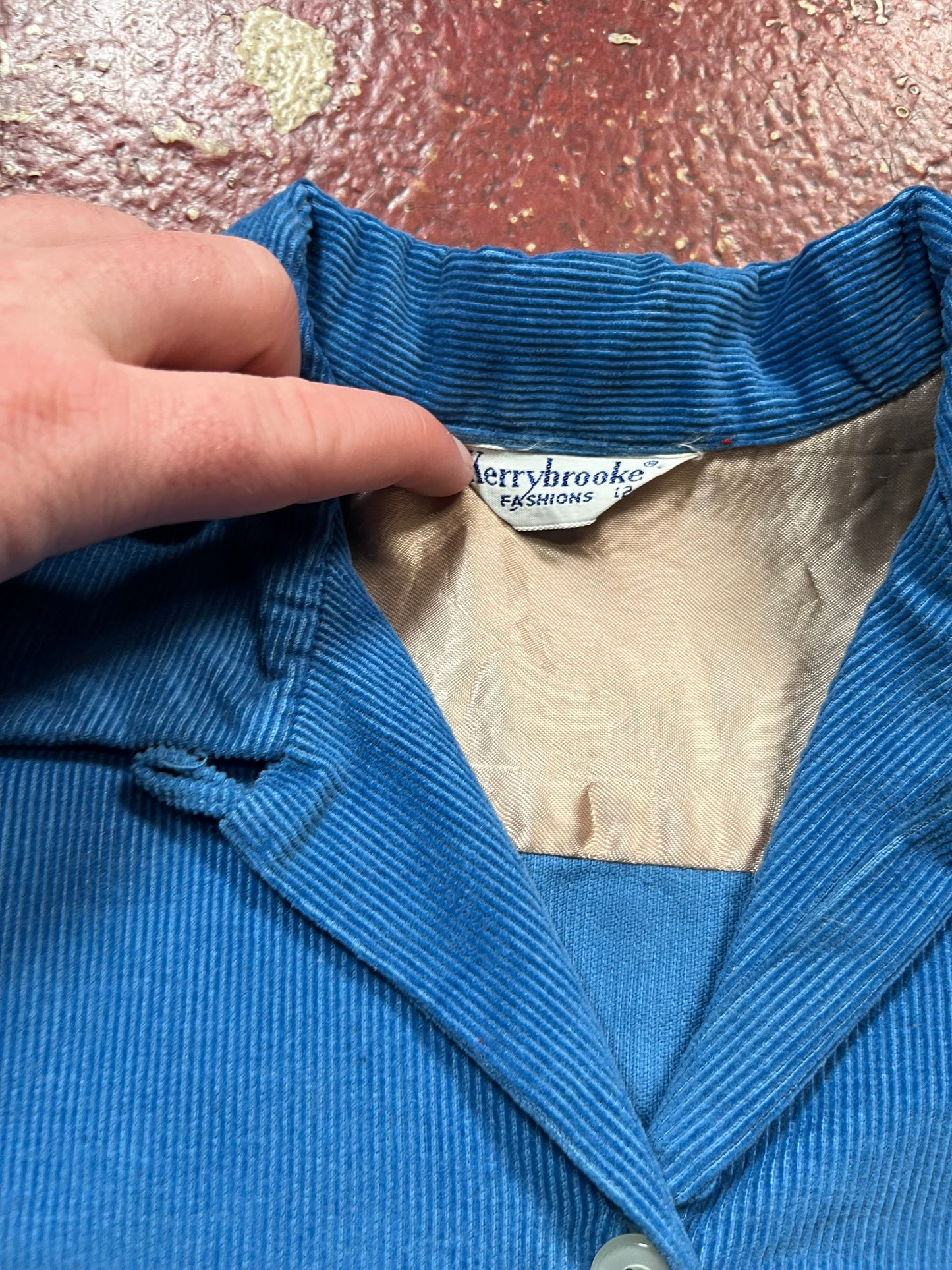 50s/60s Kerrybrooke Corduroy Loop Collar Long Sleeve Shirt