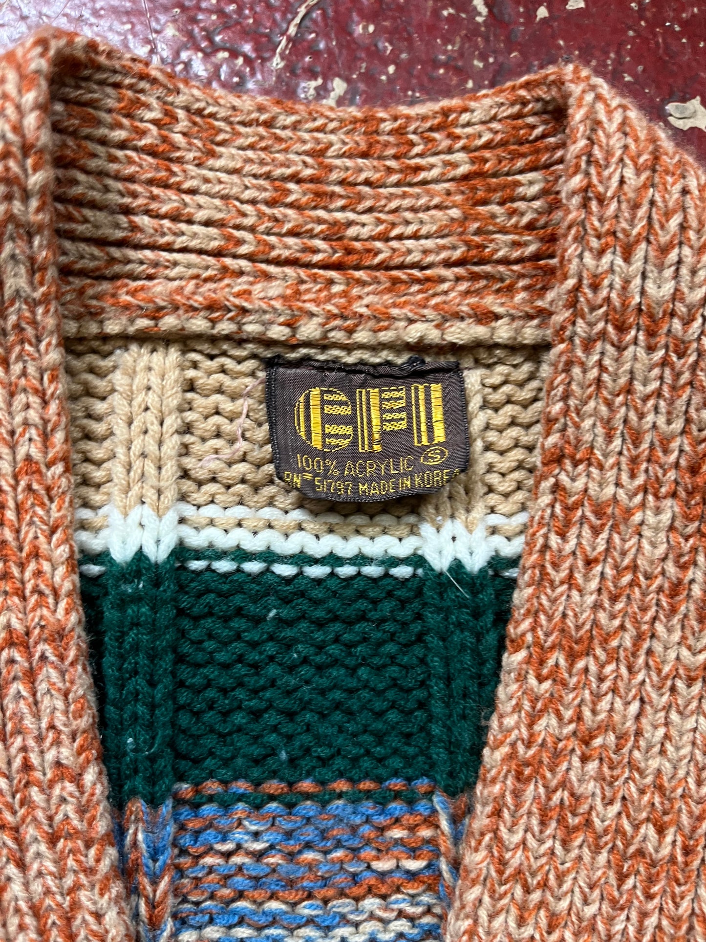 70s CFI Brown & Green Cardigan
