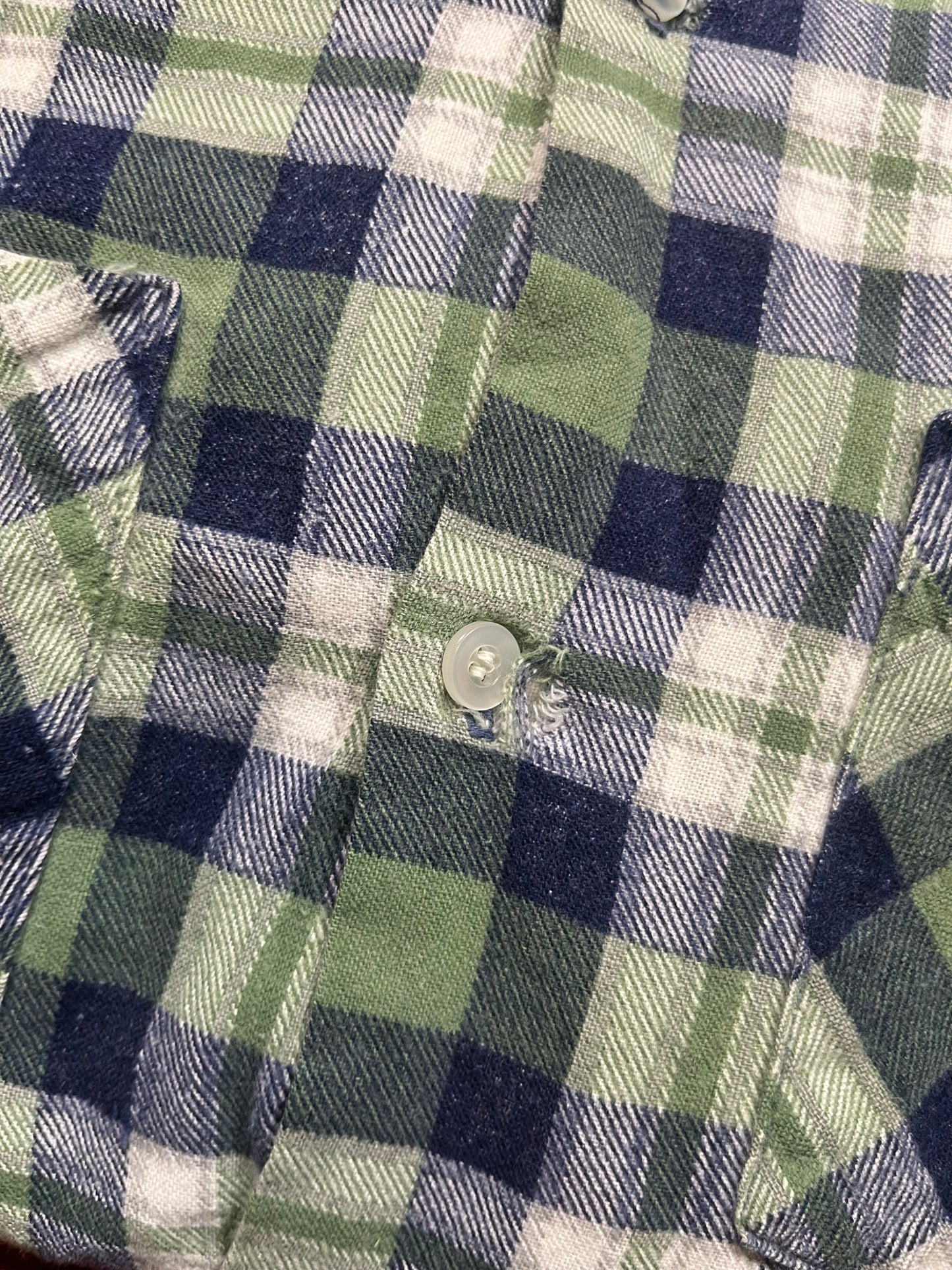 70s Cotton Green & Blue Flannel