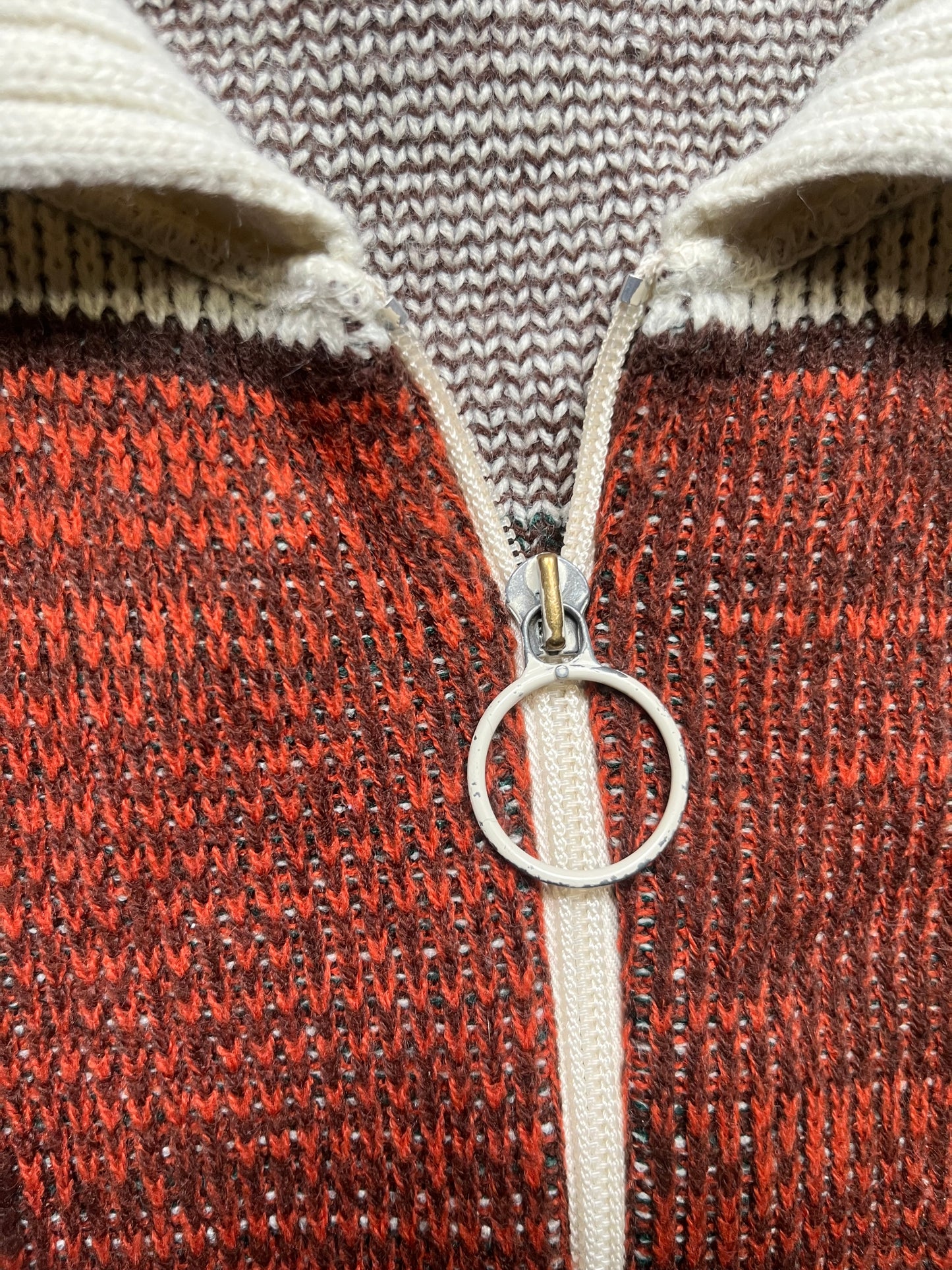 70s Full Zip Knit Sweater
