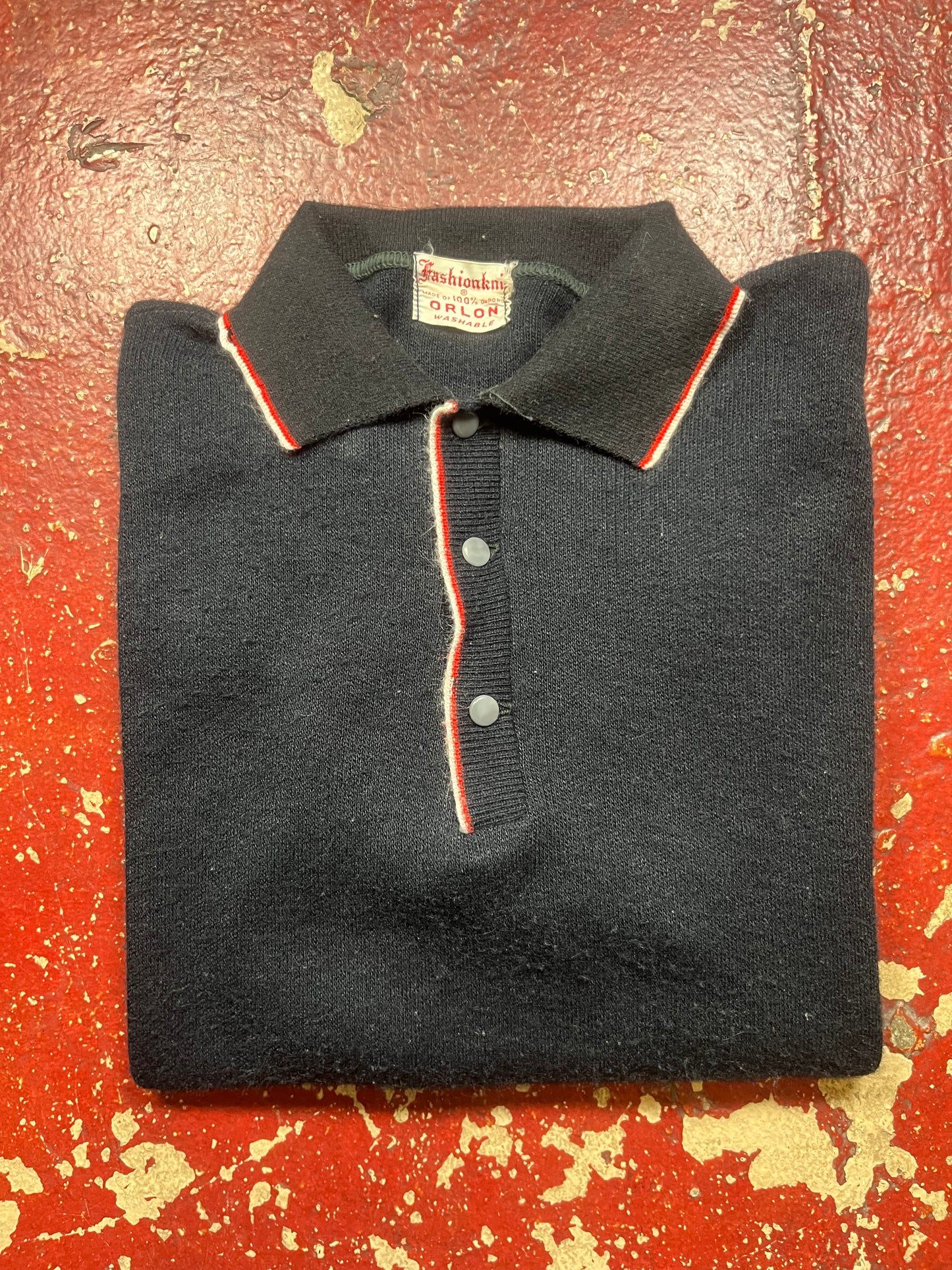 60s Fashionknit Orlon Black Polo Shirt