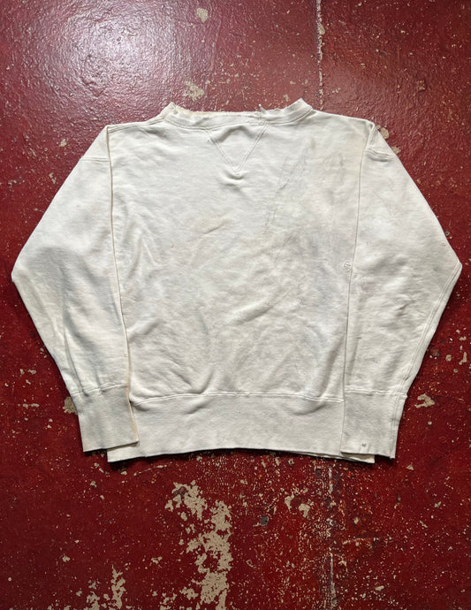 50s Penneys White Single V Crewneck