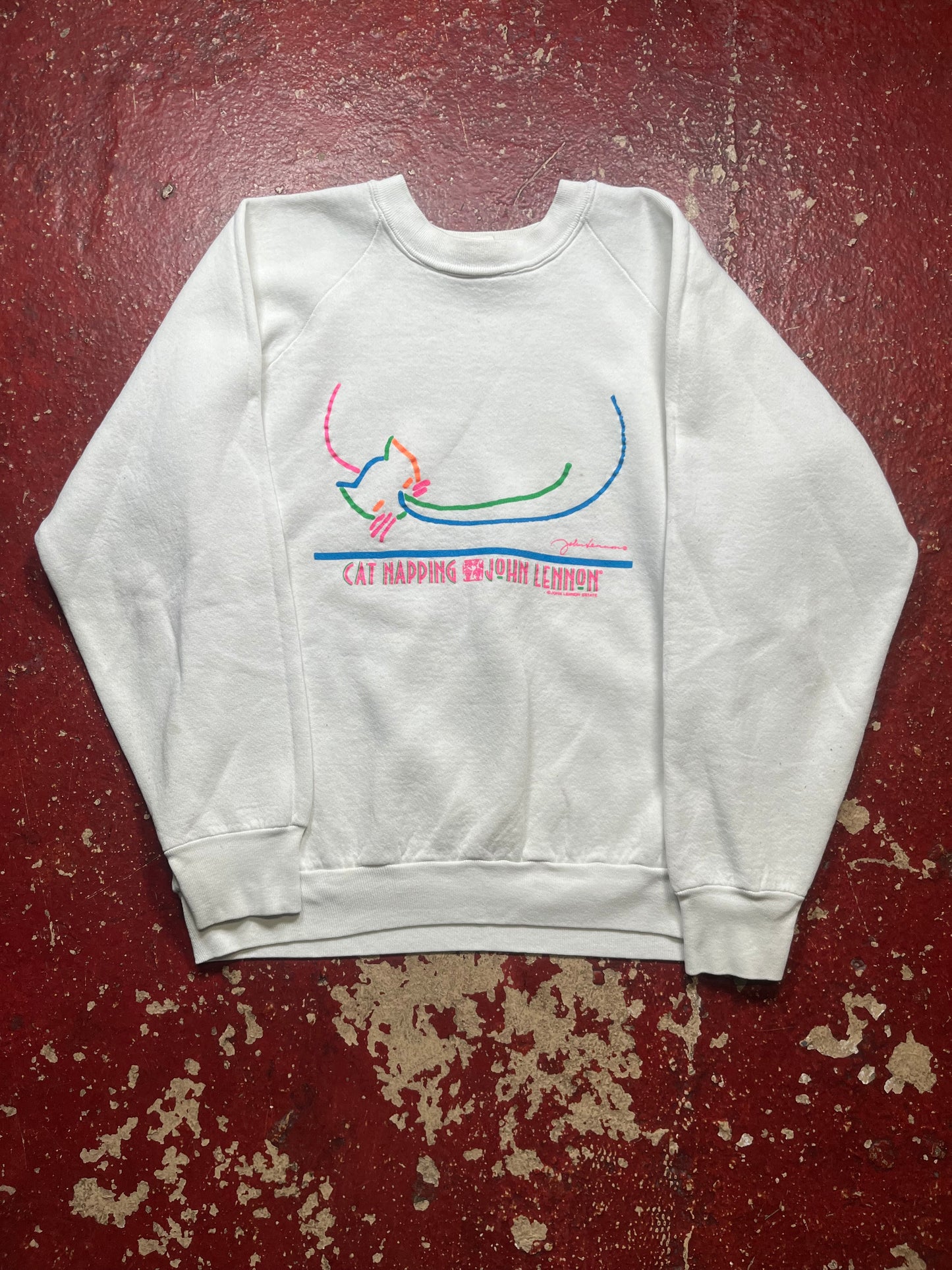 80s/90s John Lennon “Cat Napping” Crewneck