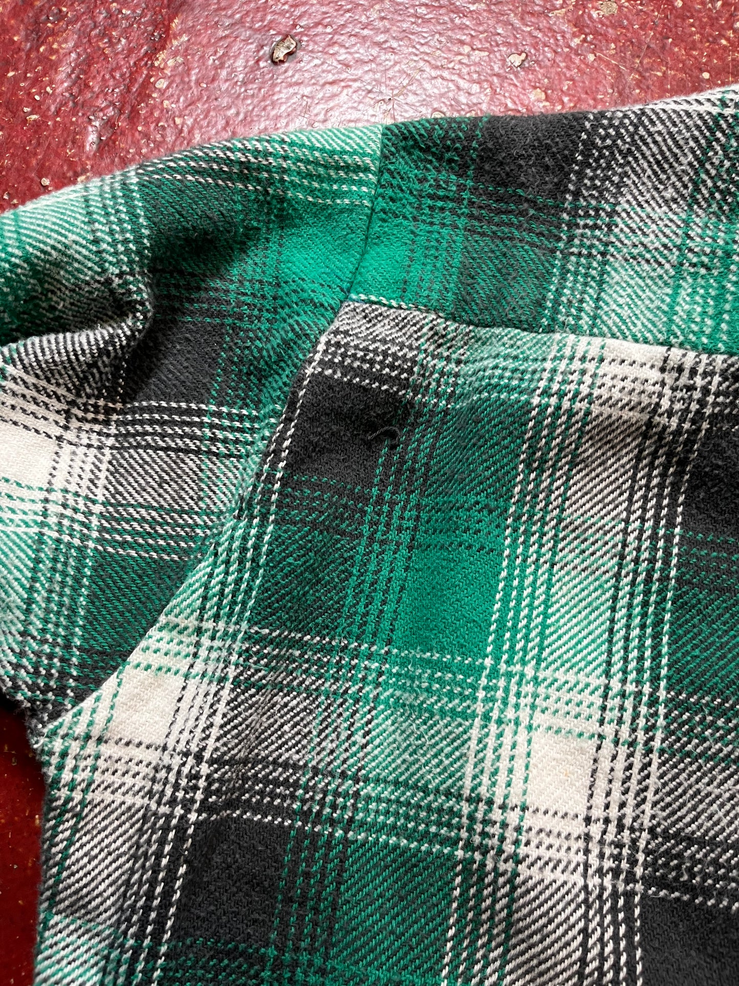 50s/60s Winter Haven Green & White Flannel