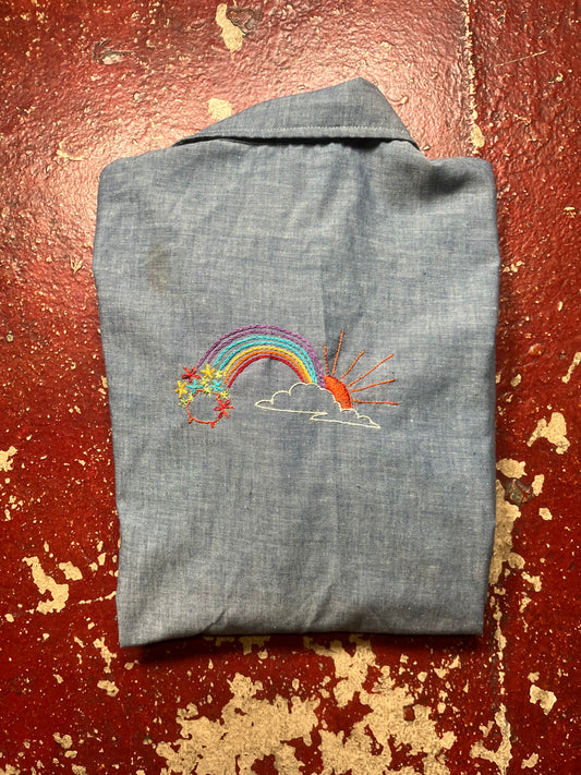 60s/70s Rainbow Chambray Long Sleeve Shirt