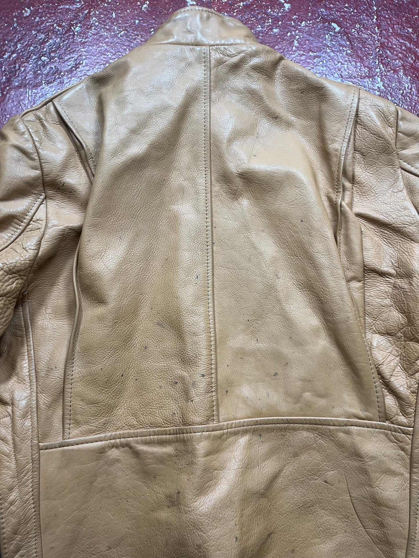 60s/70s Tan Cafe Racer Leather Jacket