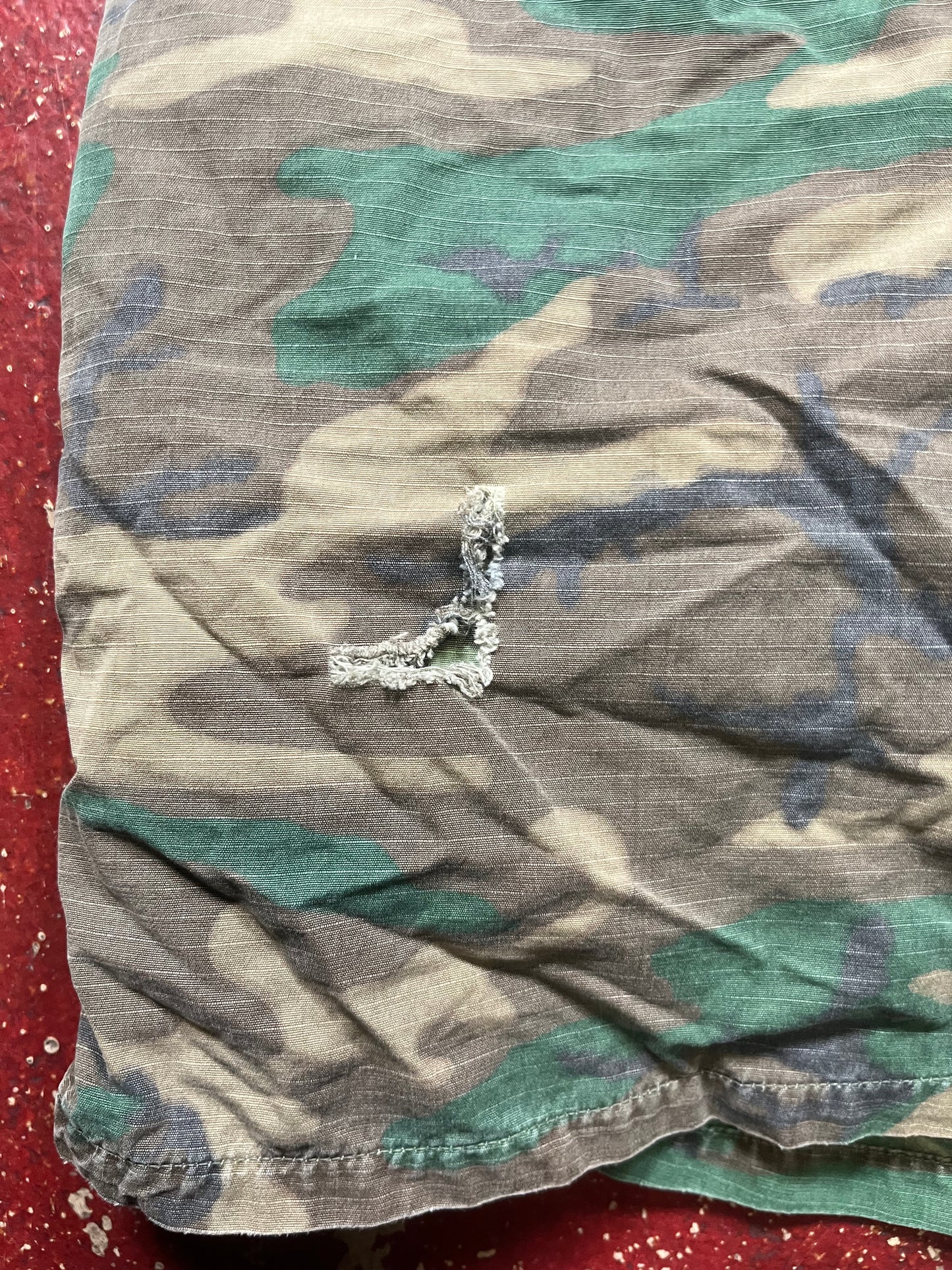 1969 Woodland Camo Slant Pockets Long Sleeve Button Up Shirt