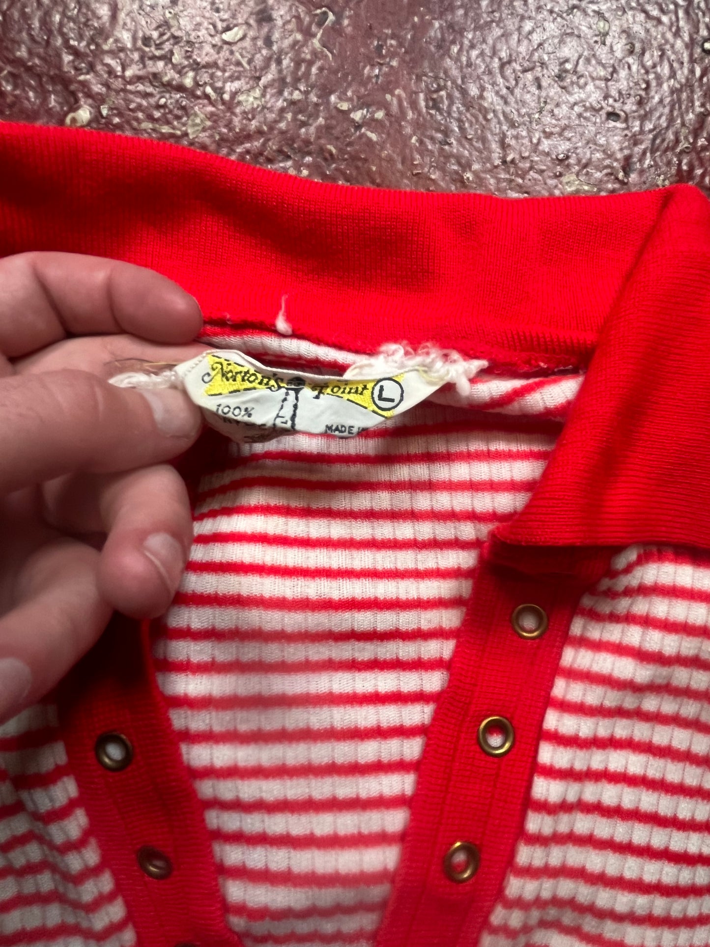 60s Nortons Point Red Striped Polo