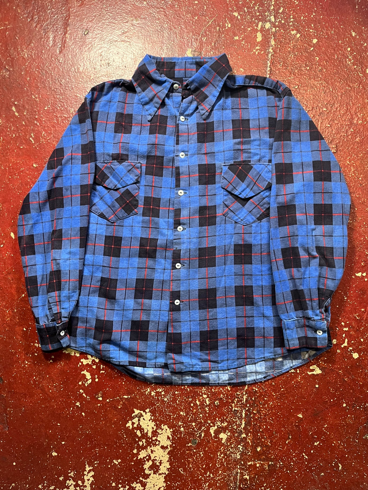 60s/70s Blue & Black Flannel