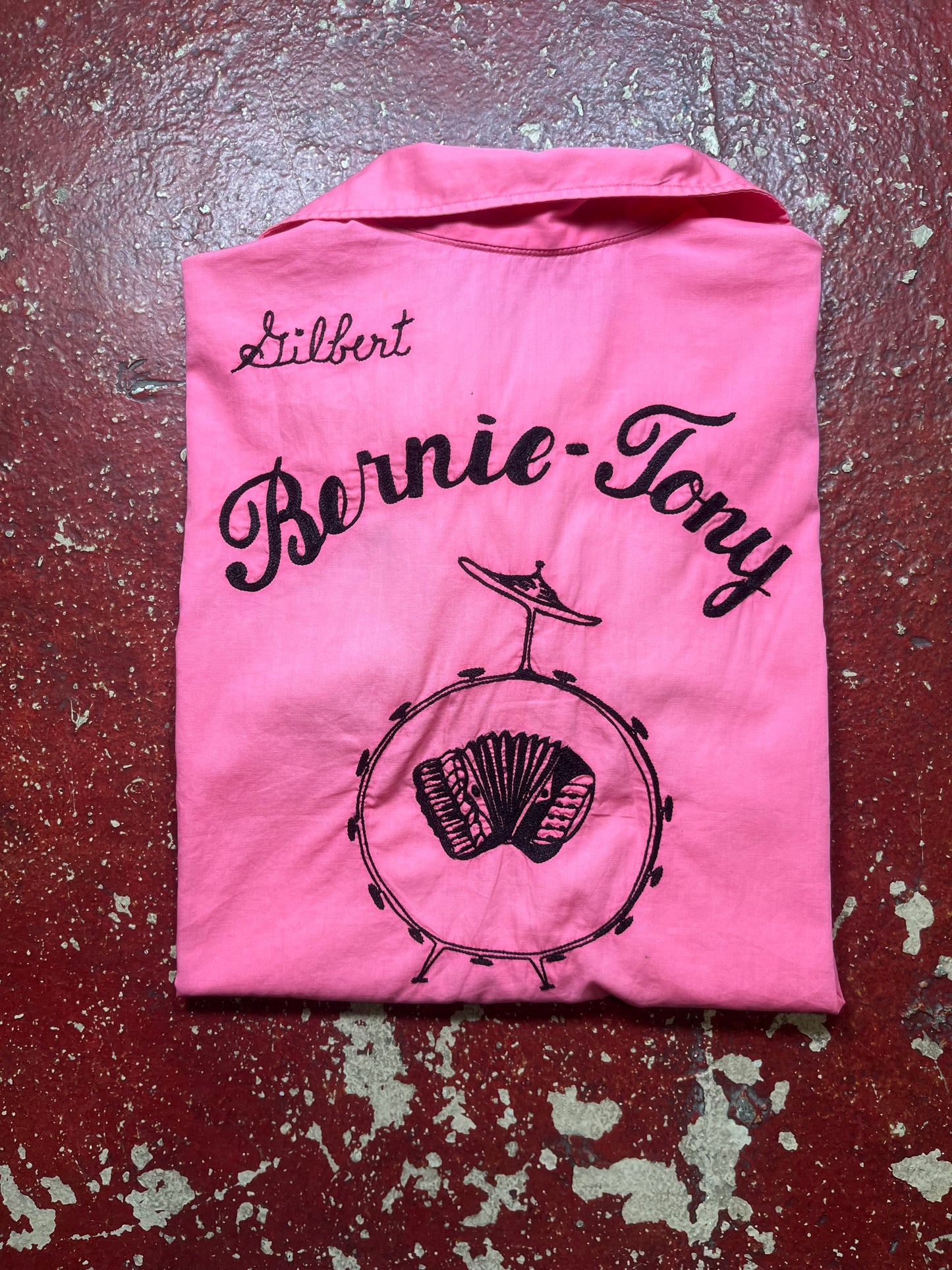 50s/60s Pink Bernie Tony Chain Stitched Bowling Shirt