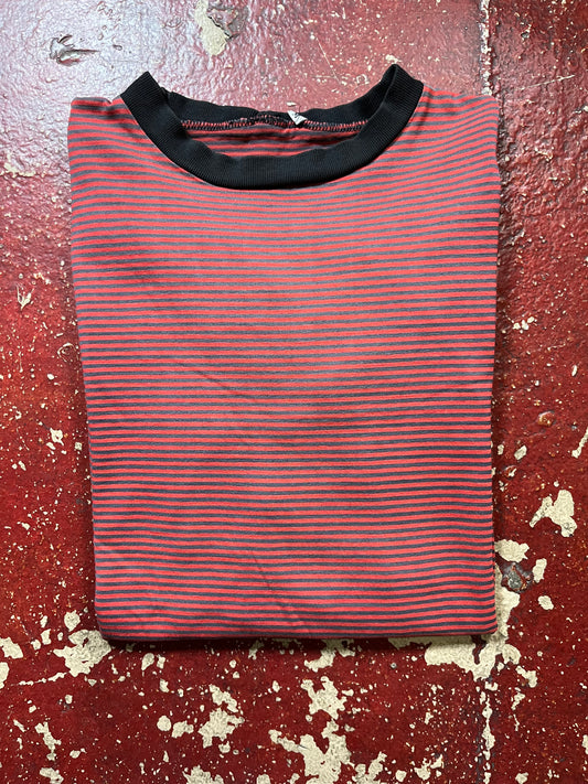 70s/80s Red & Black Striped Long Sleeve Ringer Shirt