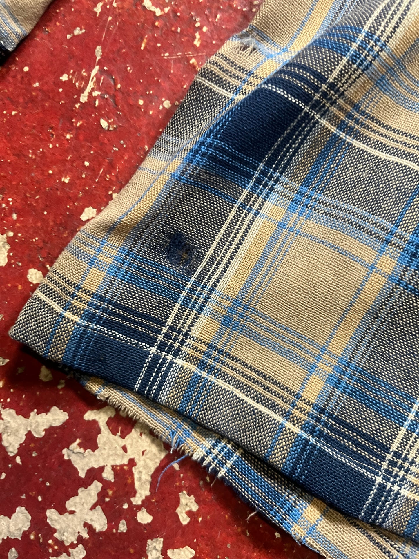 60s Pendleton Brown & Blue Loop Collar Board Shirt