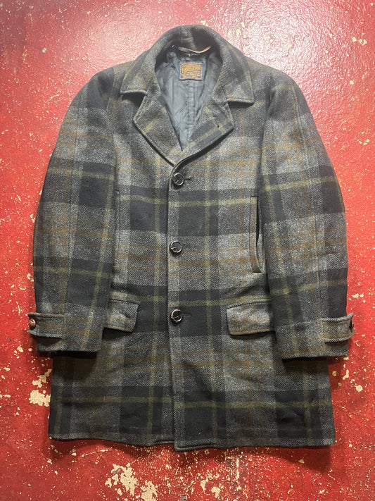 50s Pendleton Green & Black Overcoat Jacket
