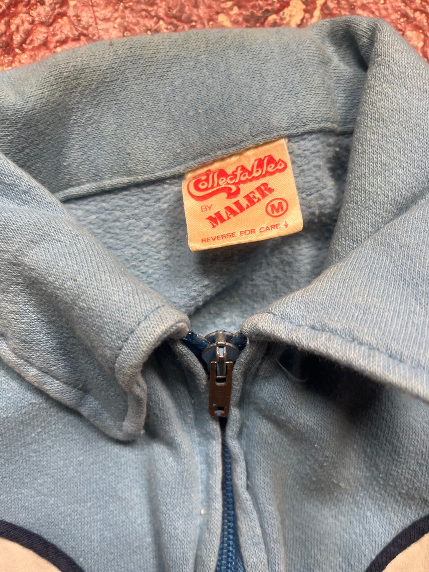 70s Blue & White Zip Up Sweatshirt