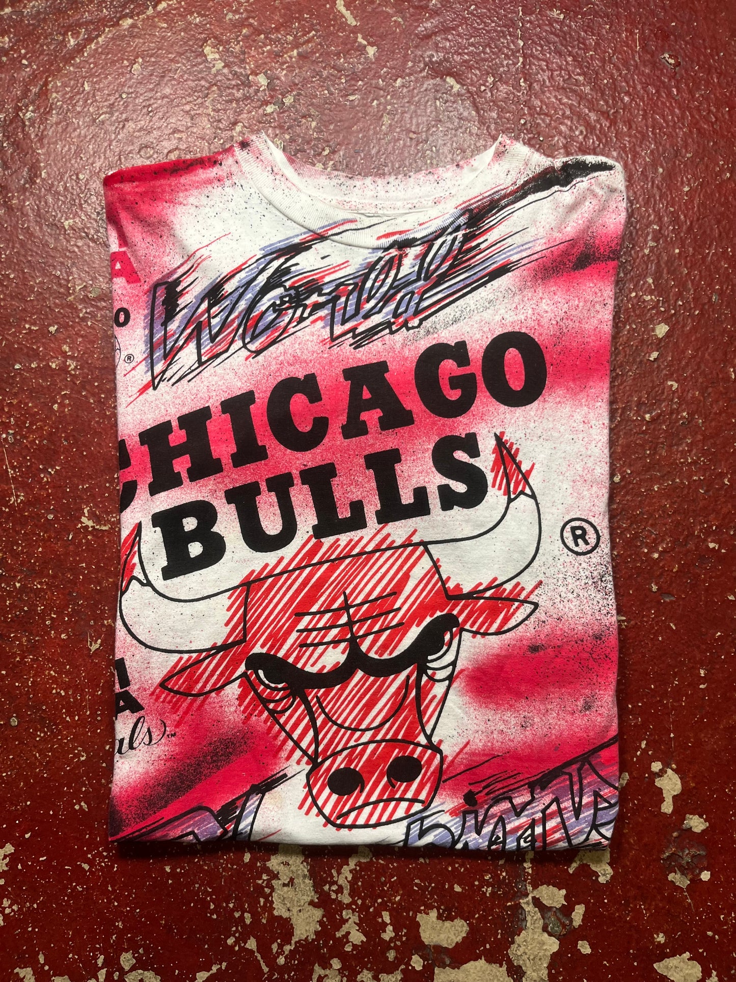 1991 Magic Johnson Chicago Bulls AOP Tee