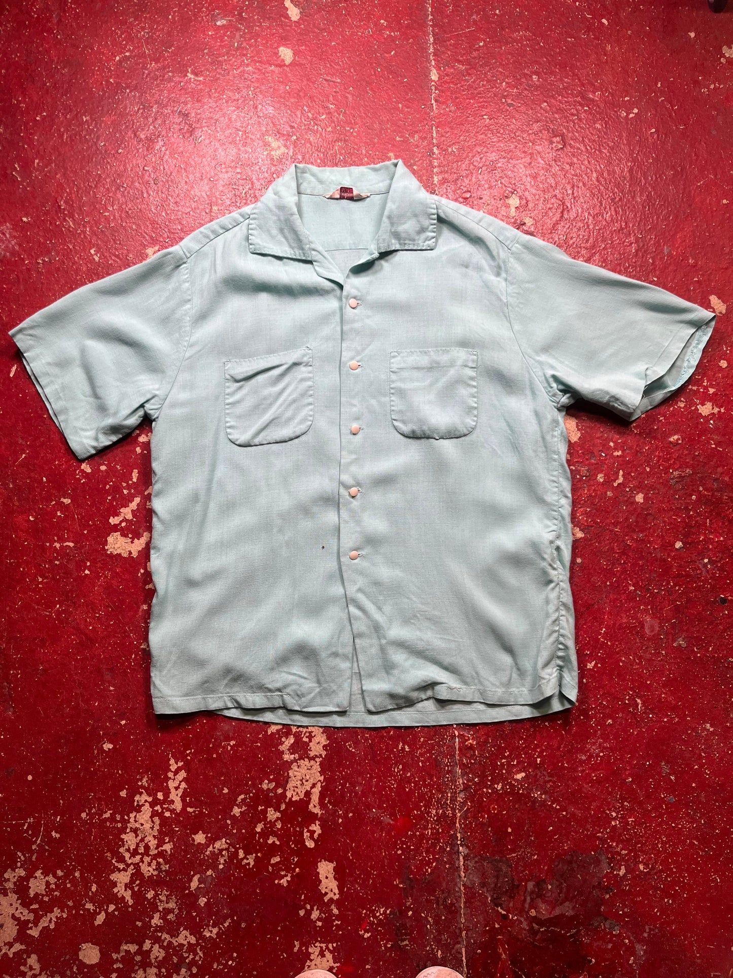 50s Towncraft Gabardine Loop Collar Button Up Shirt