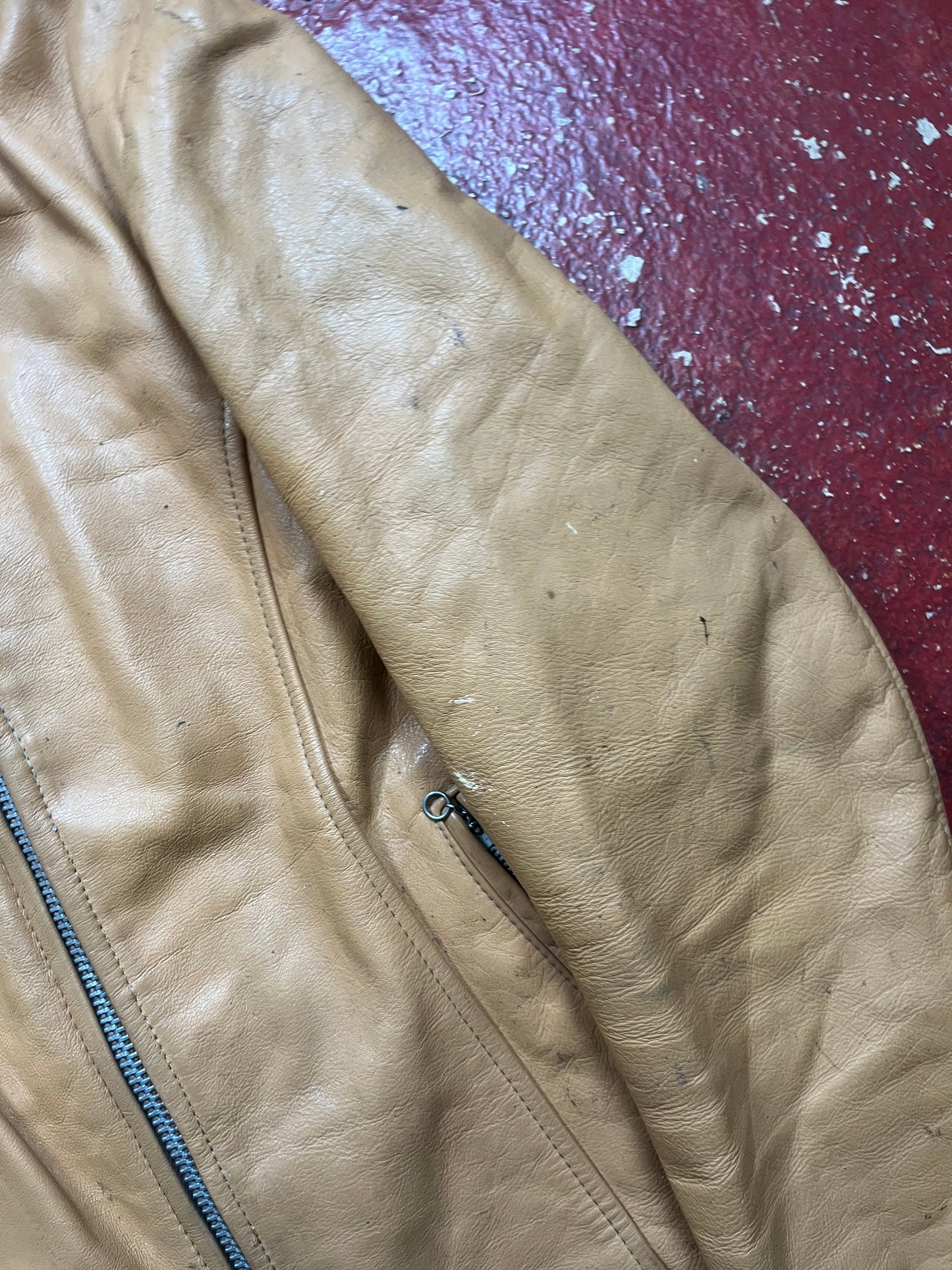 60s/70s Tan Cafe Racer Leather Jacket