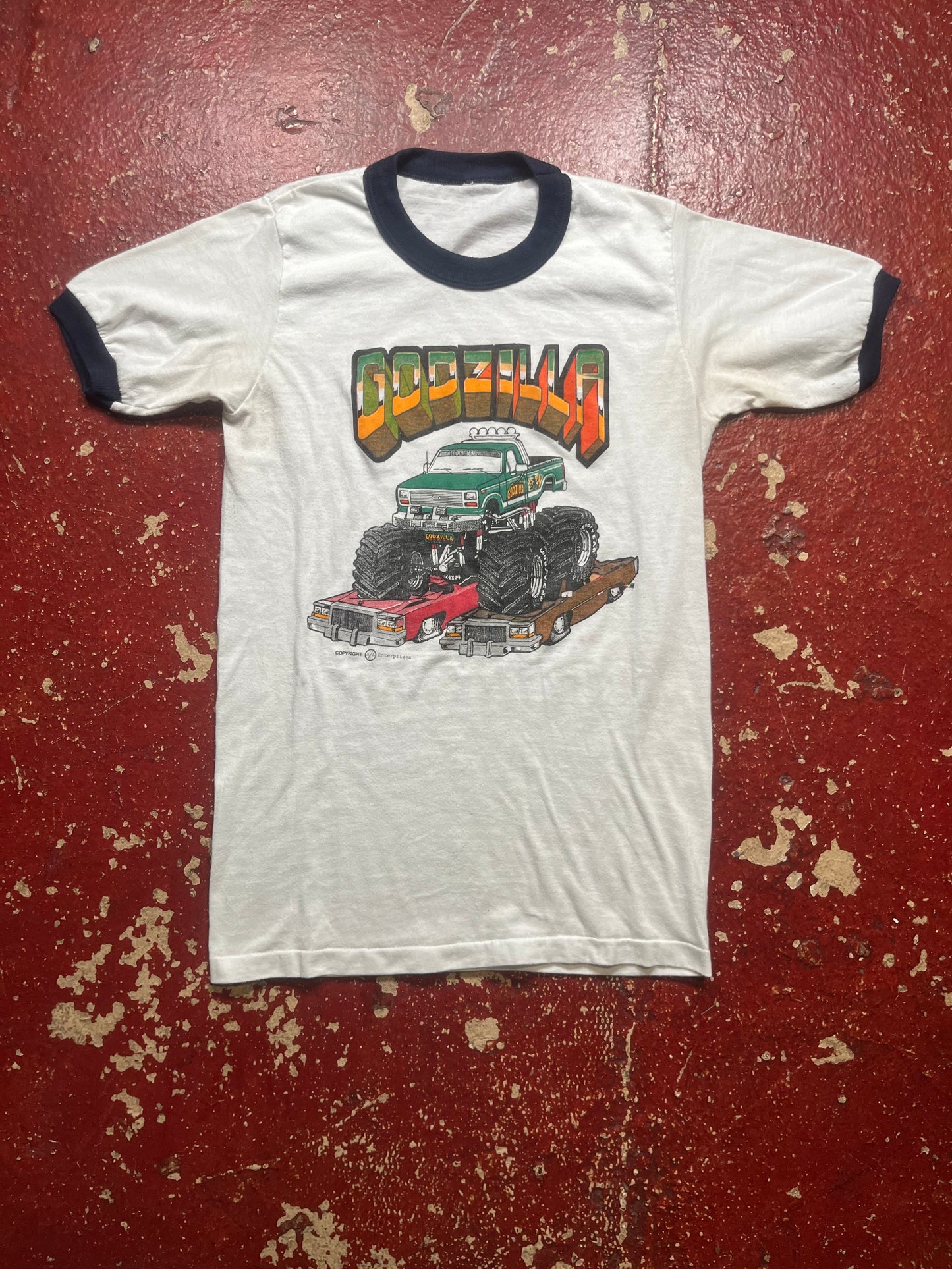 80s Godzilla Monster Truck Ringer Tee
