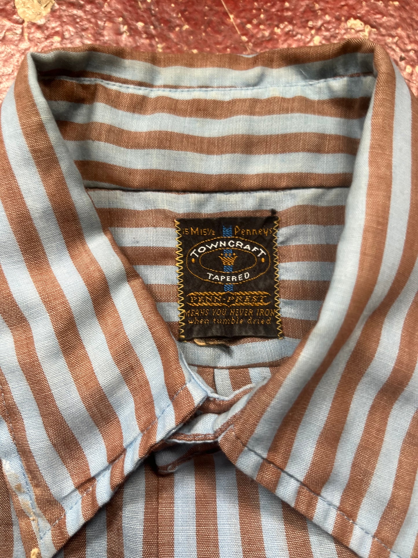 60s/70s Towncraft Blue & Black Short Sleeve Button Up Shirt