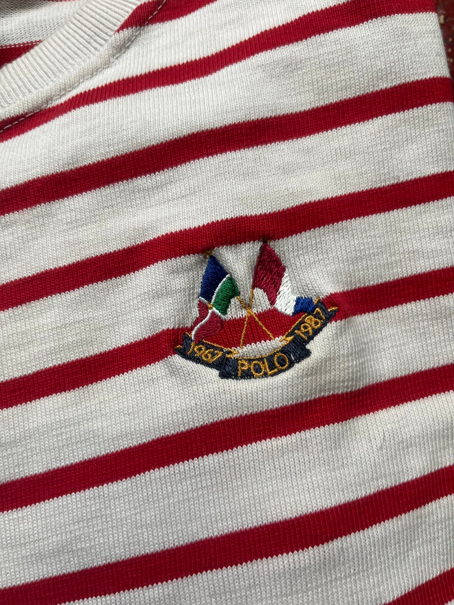 1987 Polo Red & Striped Long Sleeve Shirt