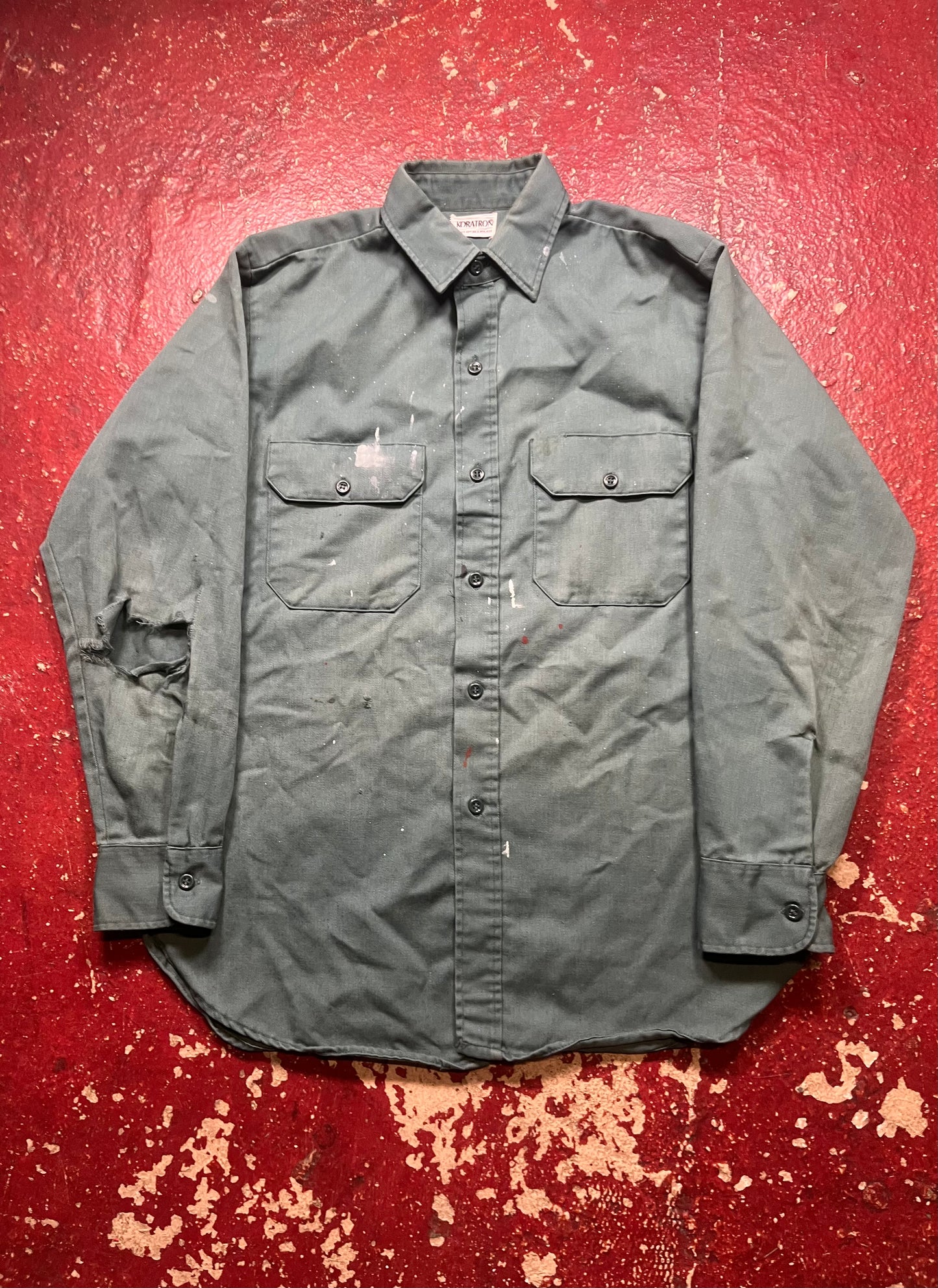 60s Koratron Green Work Long Sleeve Shirt