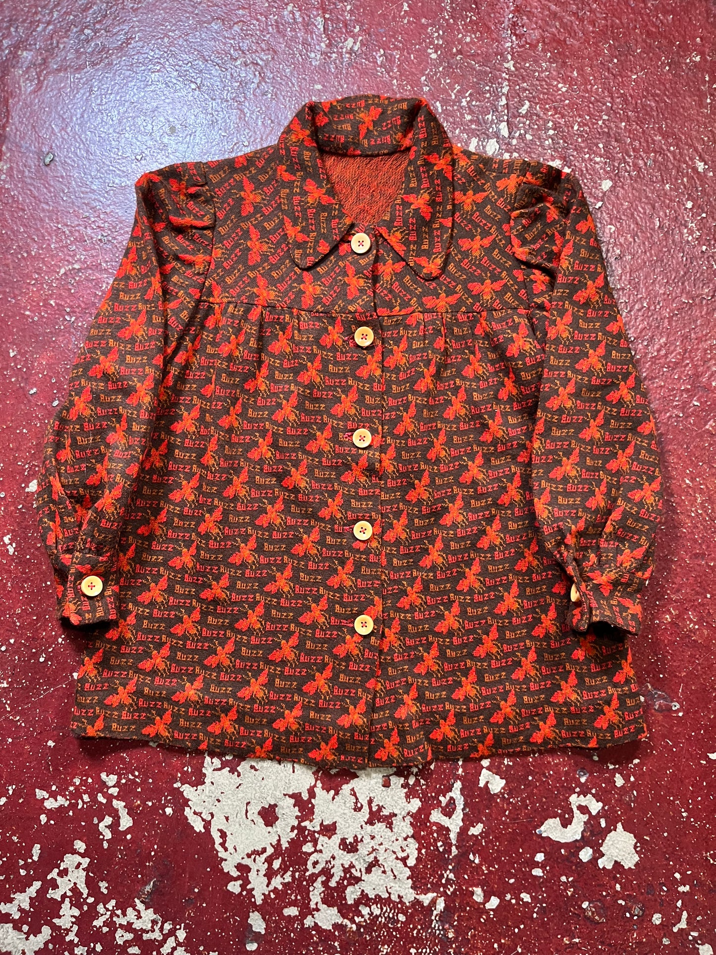 70s Bee Button Up Long Sleeve Shirt