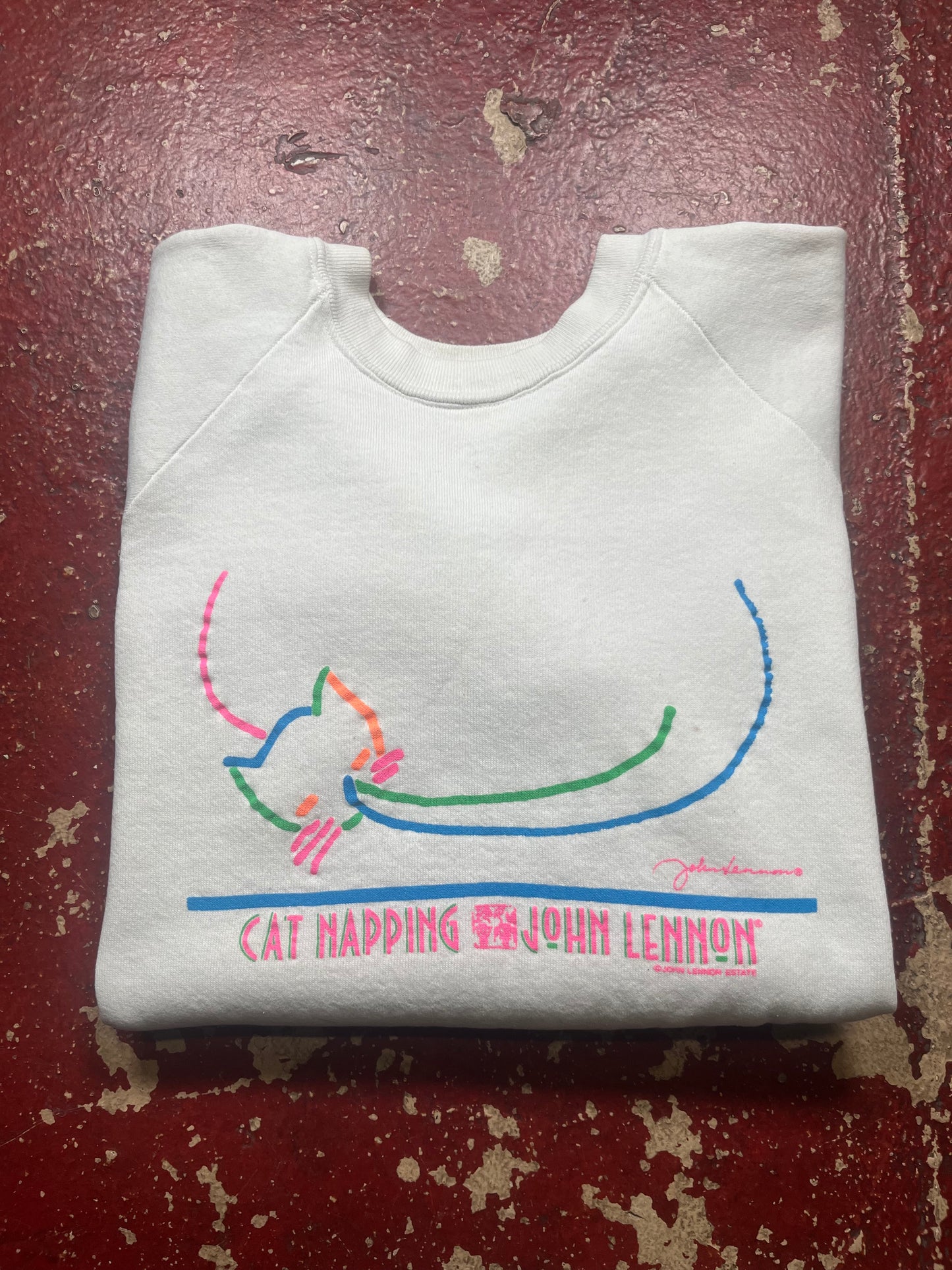 80s/90s John Lennon “Cat Napping” Crewneck