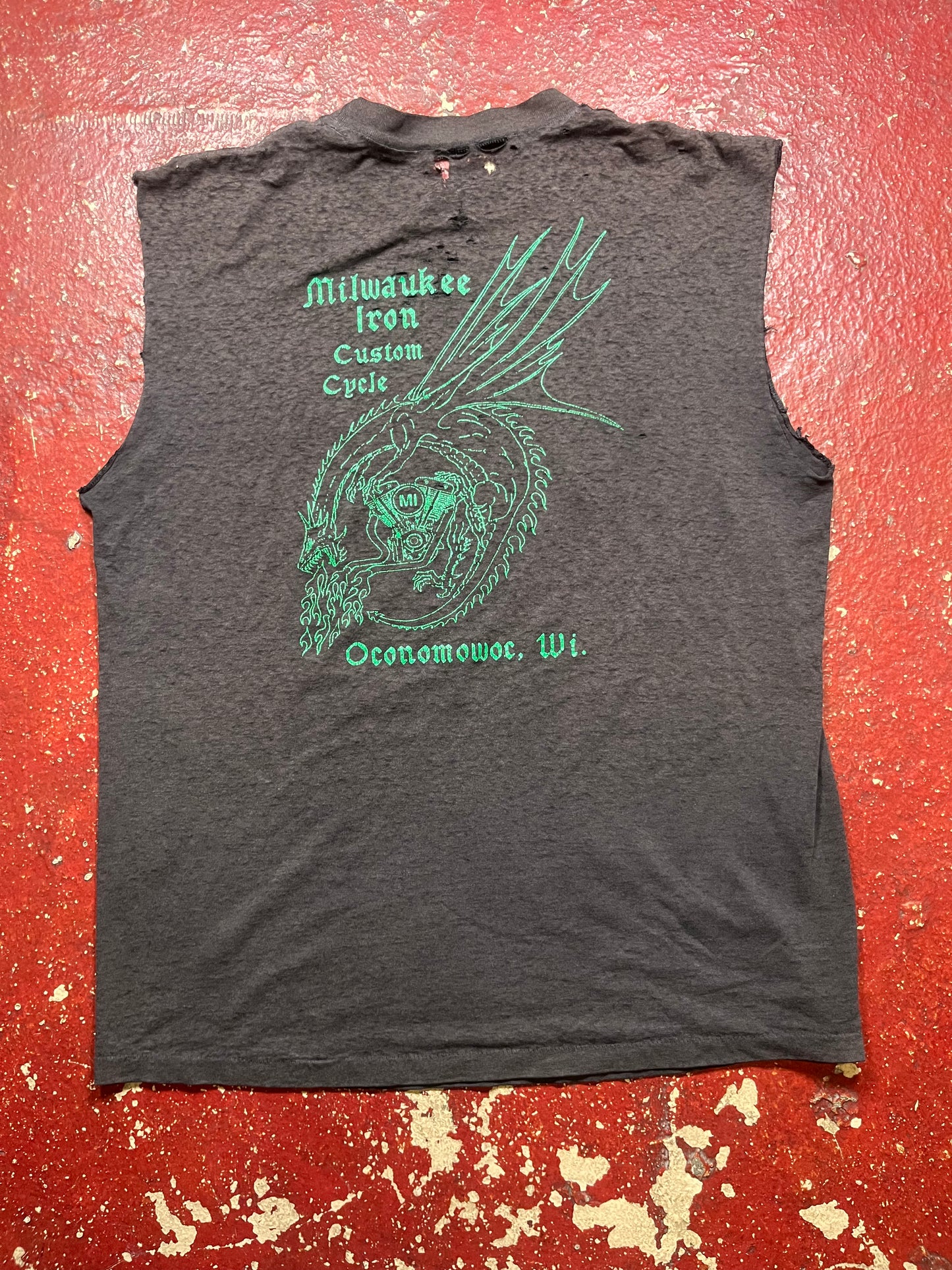 1990 3D Emblem Harley Davidson Leader Of The Pack Cutoff Shirt