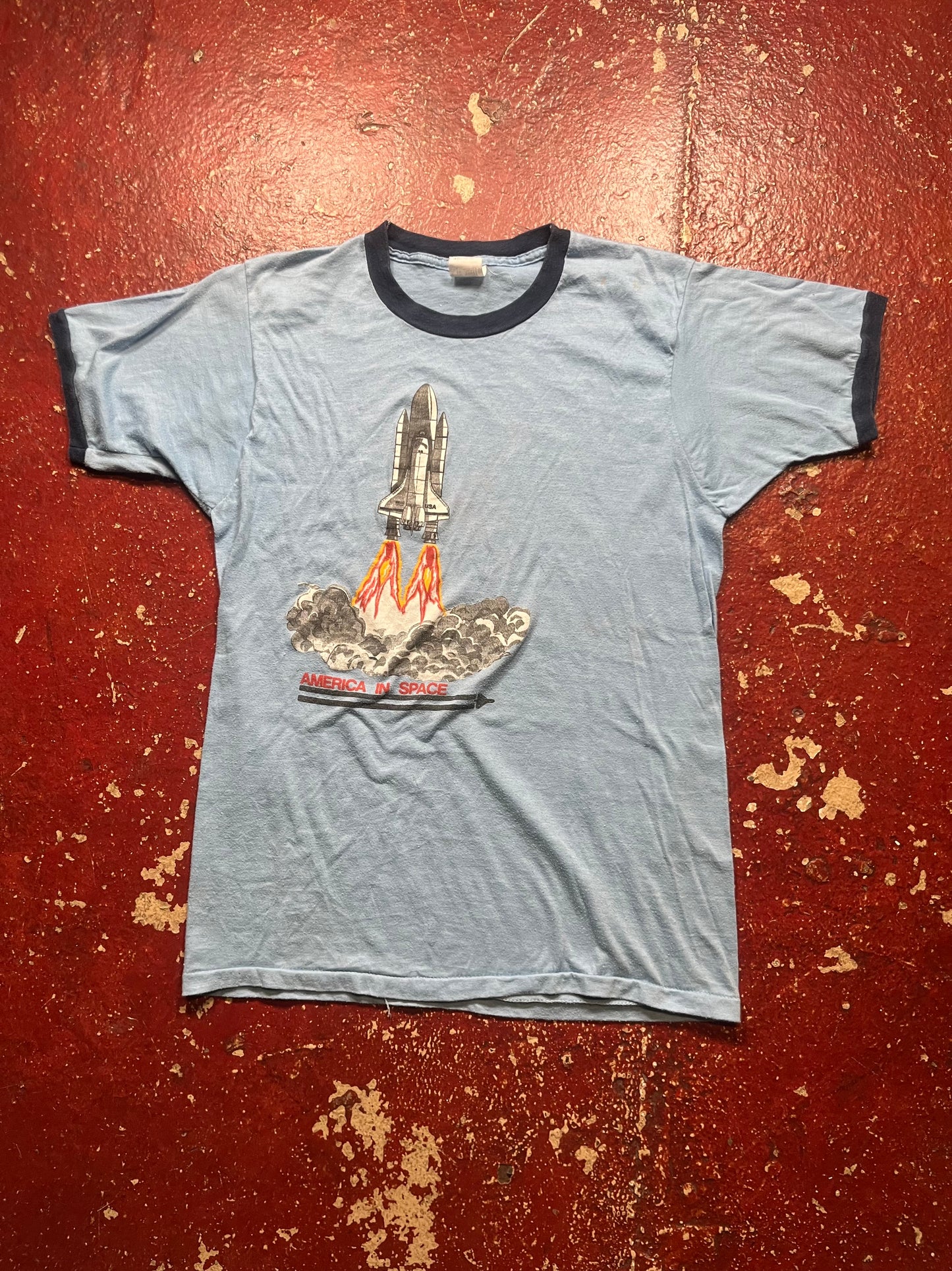 80s America In Space Ringer Tee