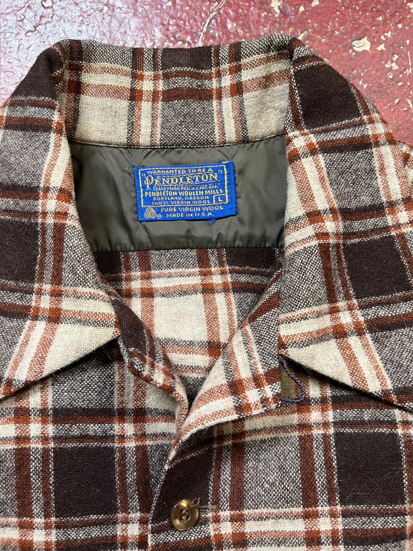 60s Pendleton Brown & White Board Shirt