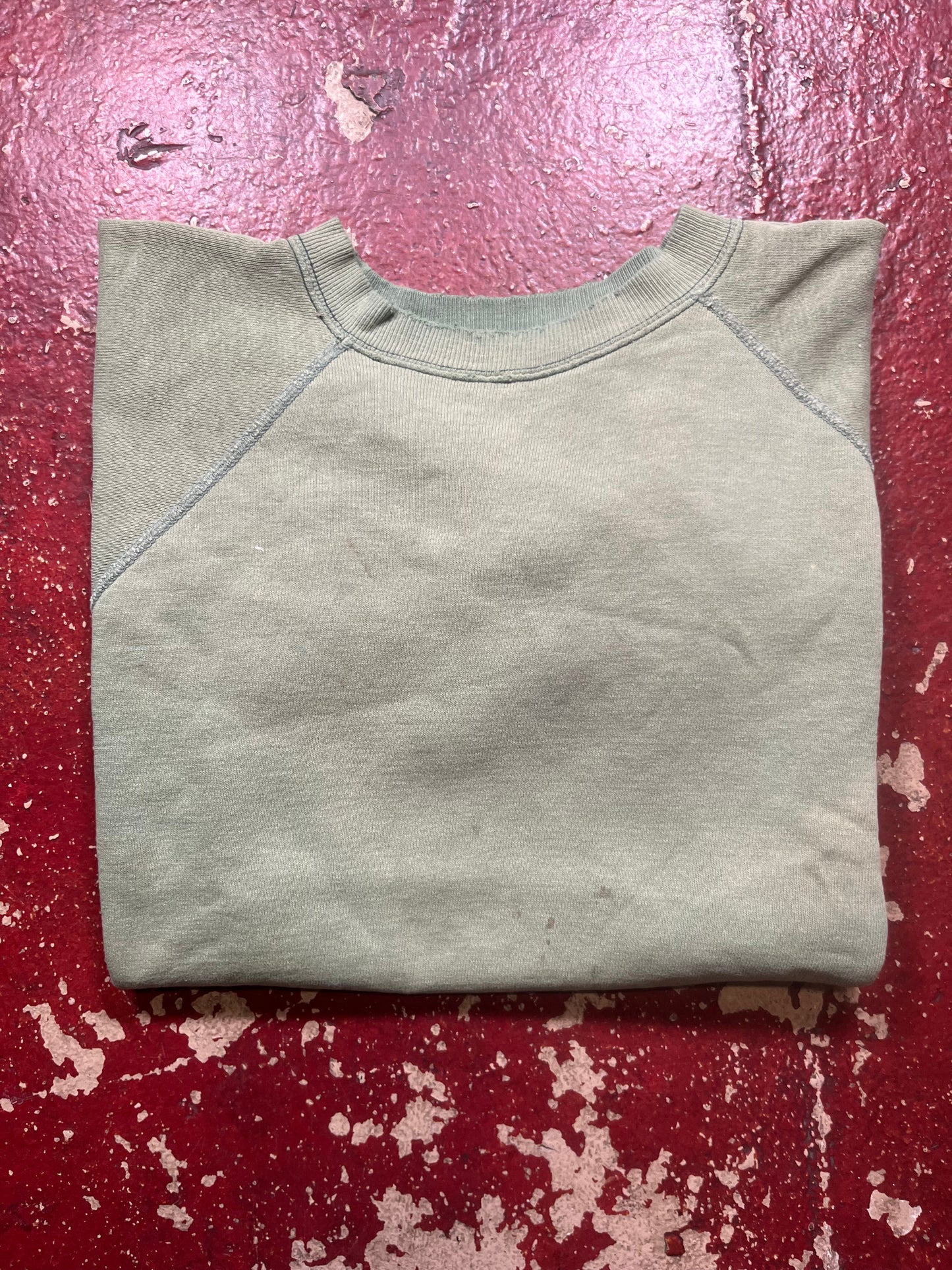 60s Green Cut Off Crewneck