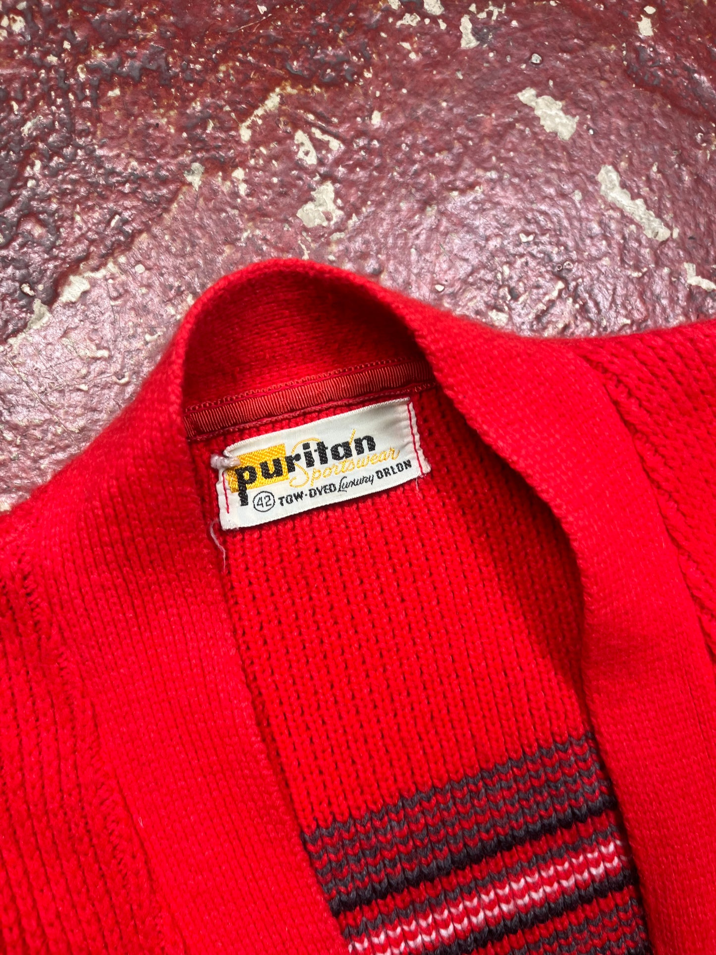 60s/70s Puritan Red & White Cardigan
