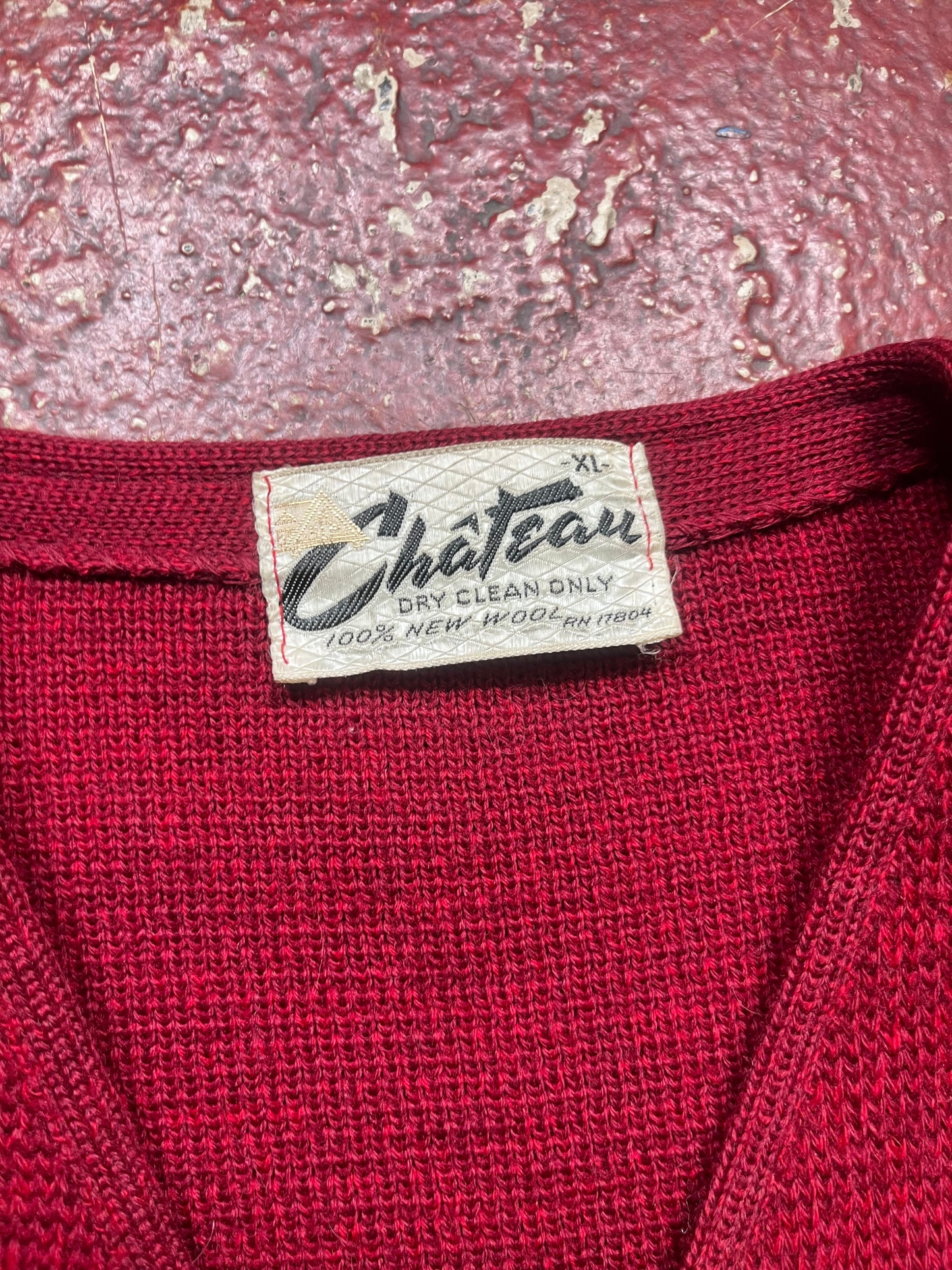60s/70s Chateau Wool Red Cardigan