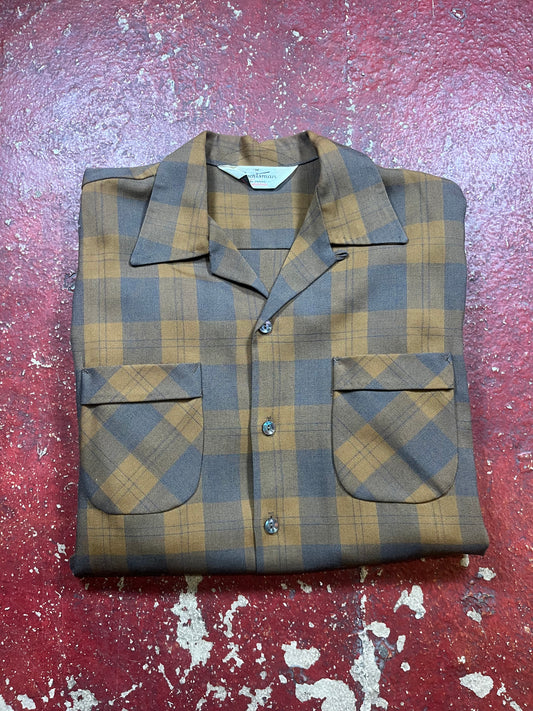 60s Sportswear Gabardine Loop Collar Long Sleeve