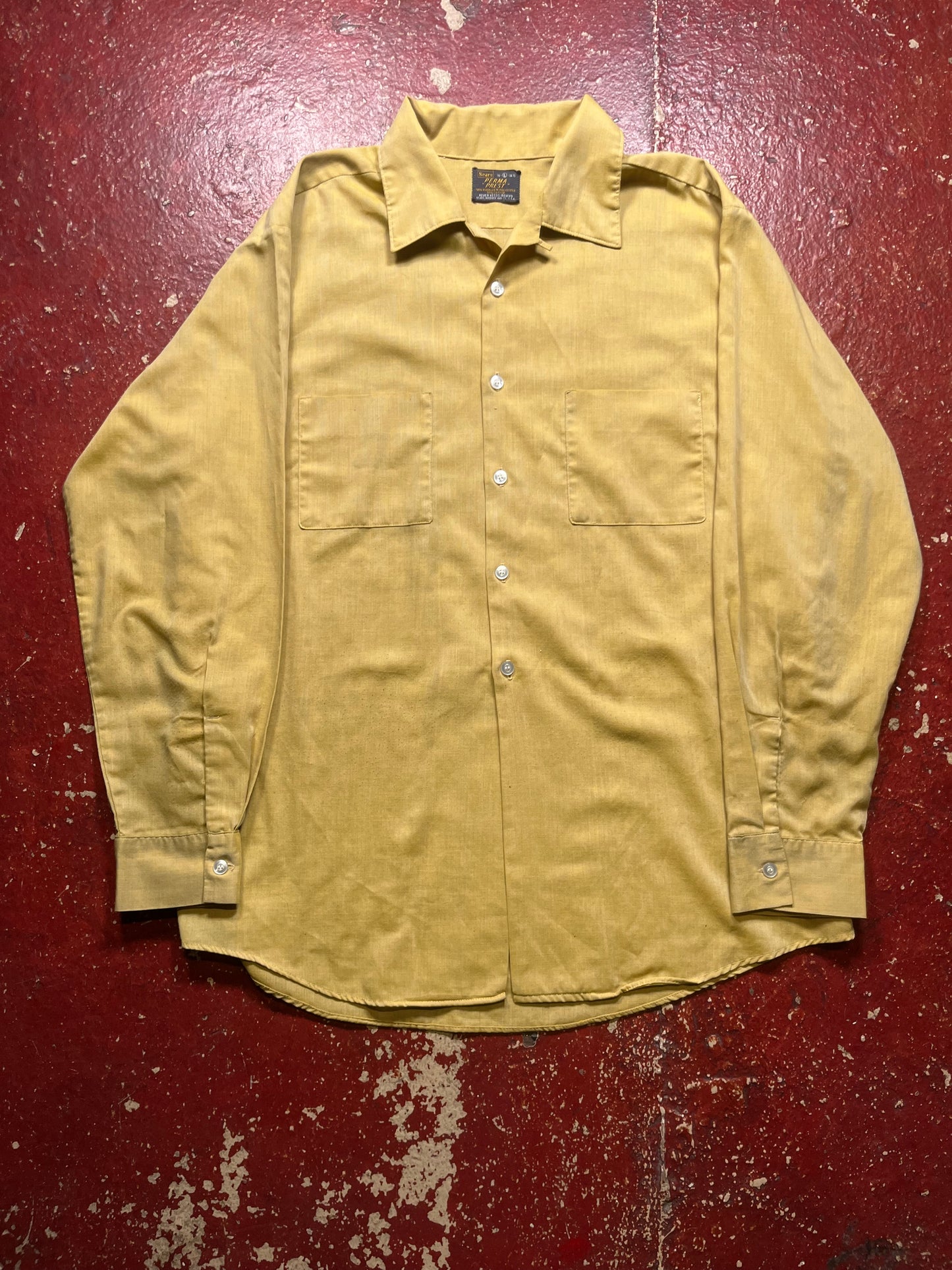 60s/70s Sears Yellow Loop Collar Long Sleeve Shirt