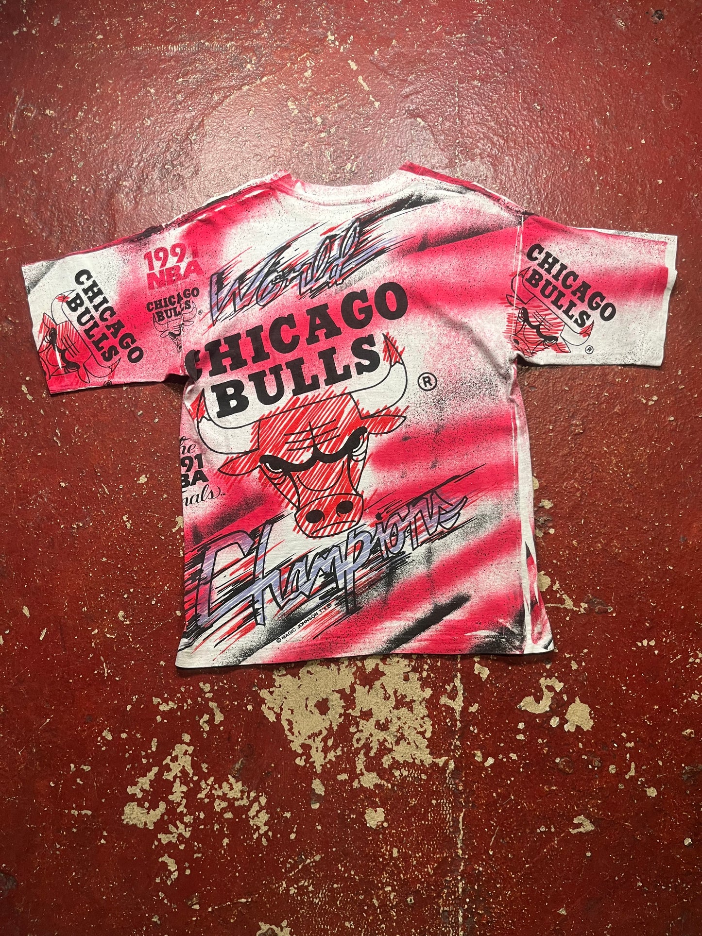 1991 Magic Johnson Chicago Bulls AOP Tee